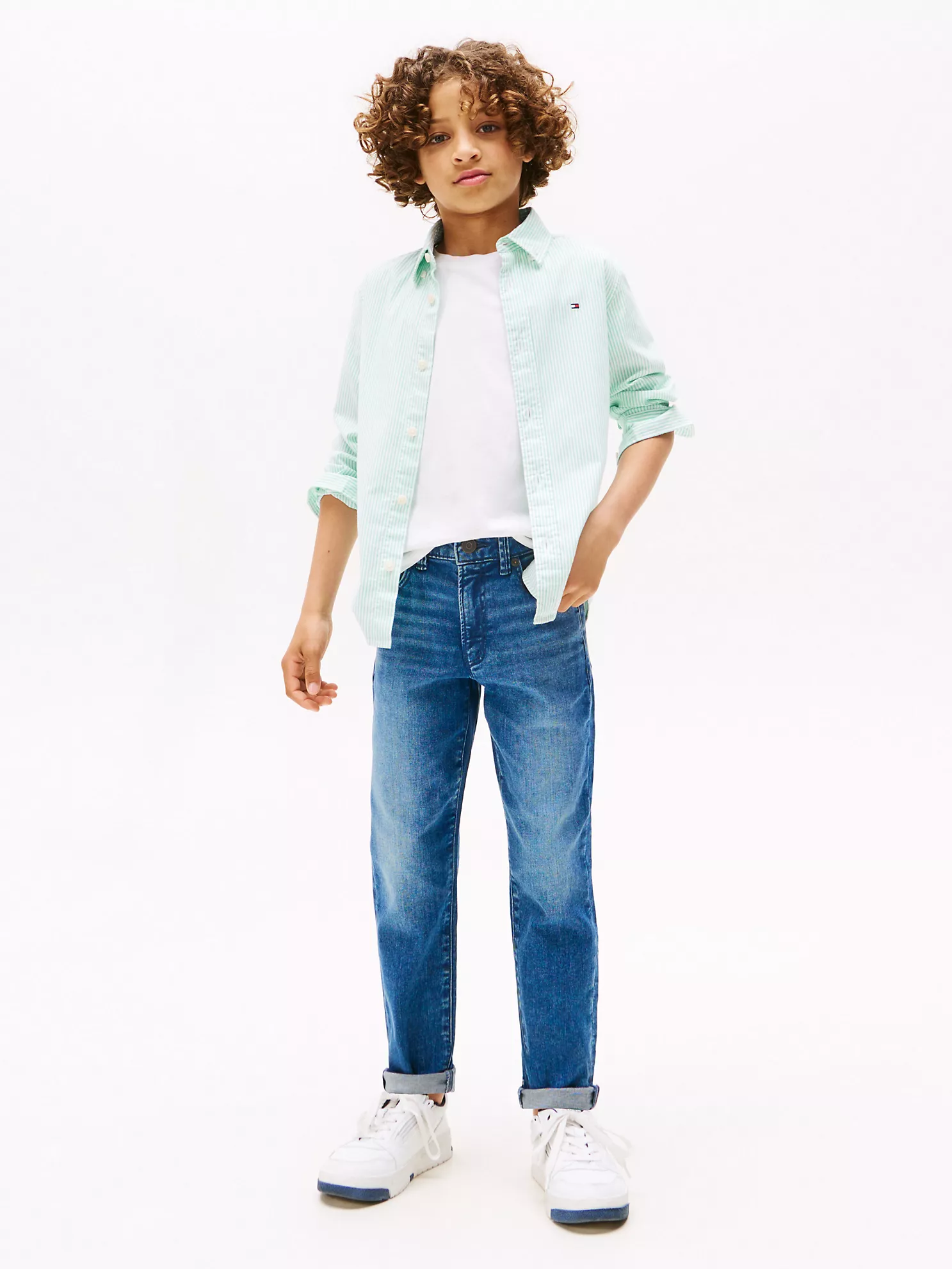 Kids' Faded Mid-Wash Straight Fit Jean - Blue 1 Kids' Faded Mid-Wash Straight Fit Jean
- Blue