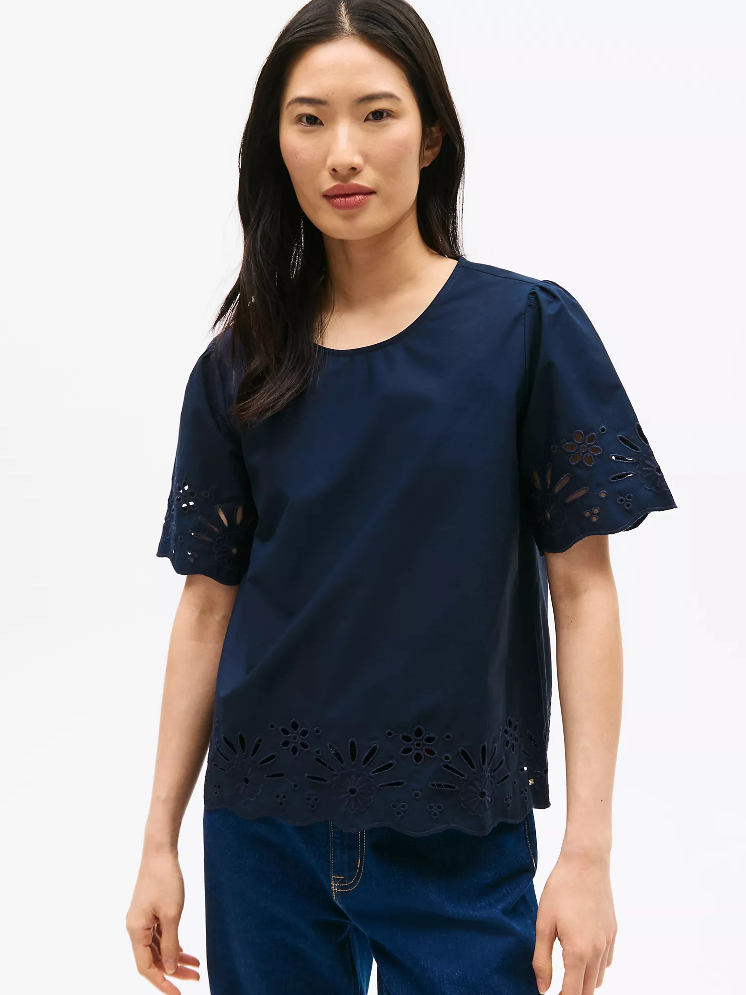 Embroidered Eyelet Top - Navy 1 Embroidered Eyelet Top
- Navy
