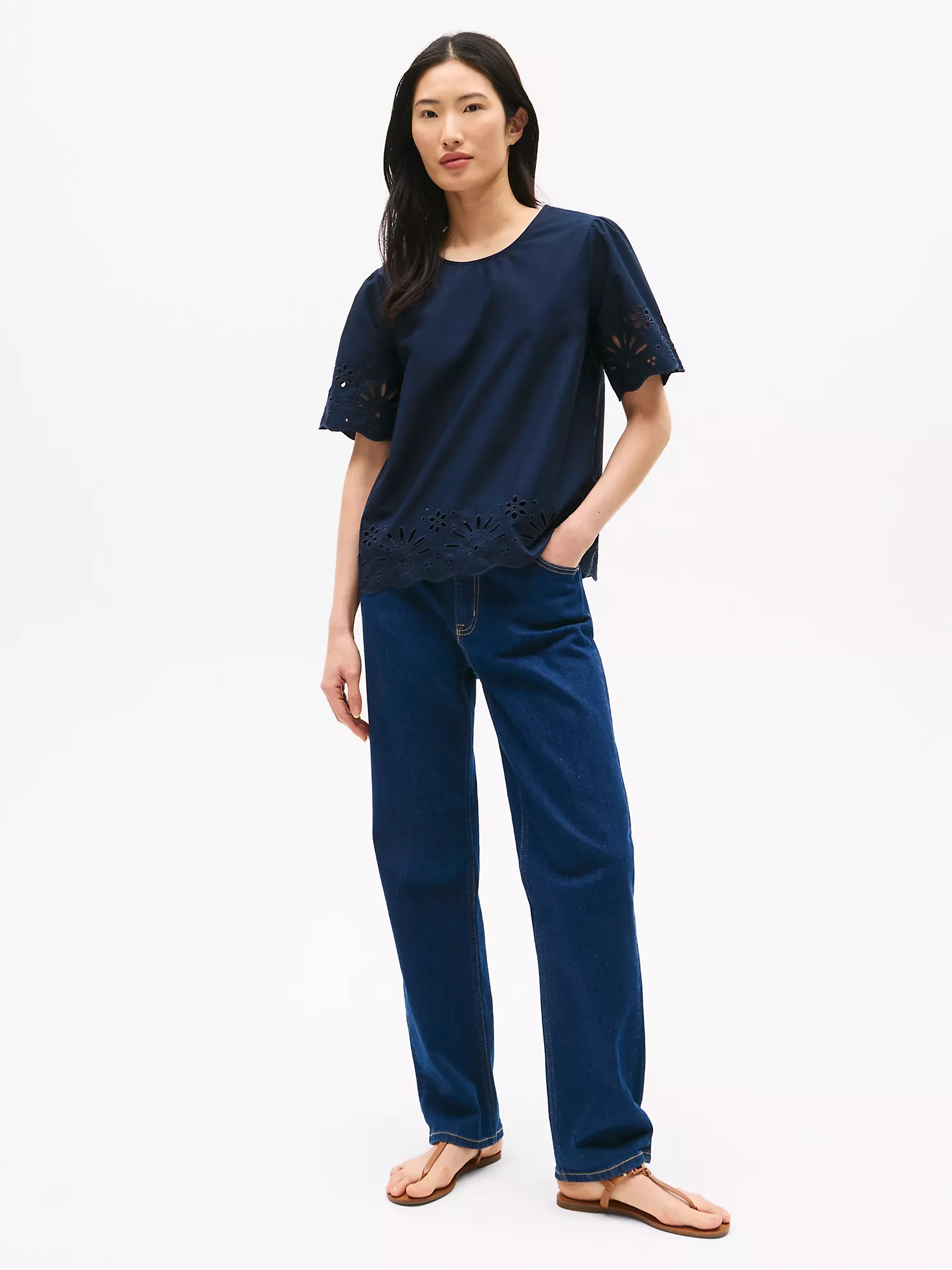 Embroidered Eyelet Top - Navy 6 Embroidered Eyelet Top
- Navy