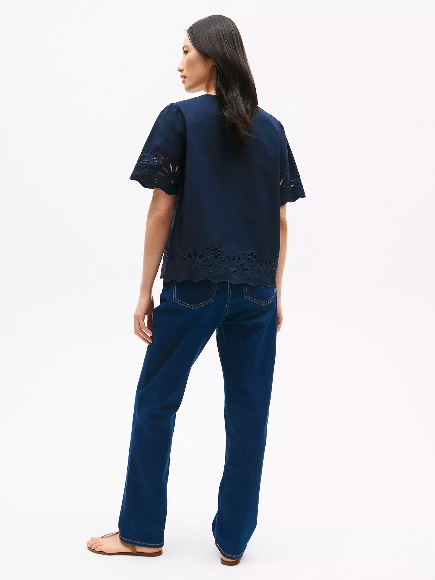 Embroidered Eyelet Top - Navy 8 Embroidered Eyelet Top
- Navy