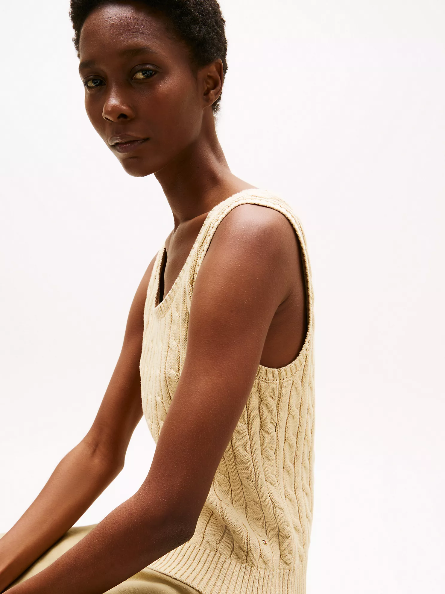 Cable Knit Sweater Tank - Harvest Wheat 7 Cable Knit Sweater Tank
- Harvest Wheat