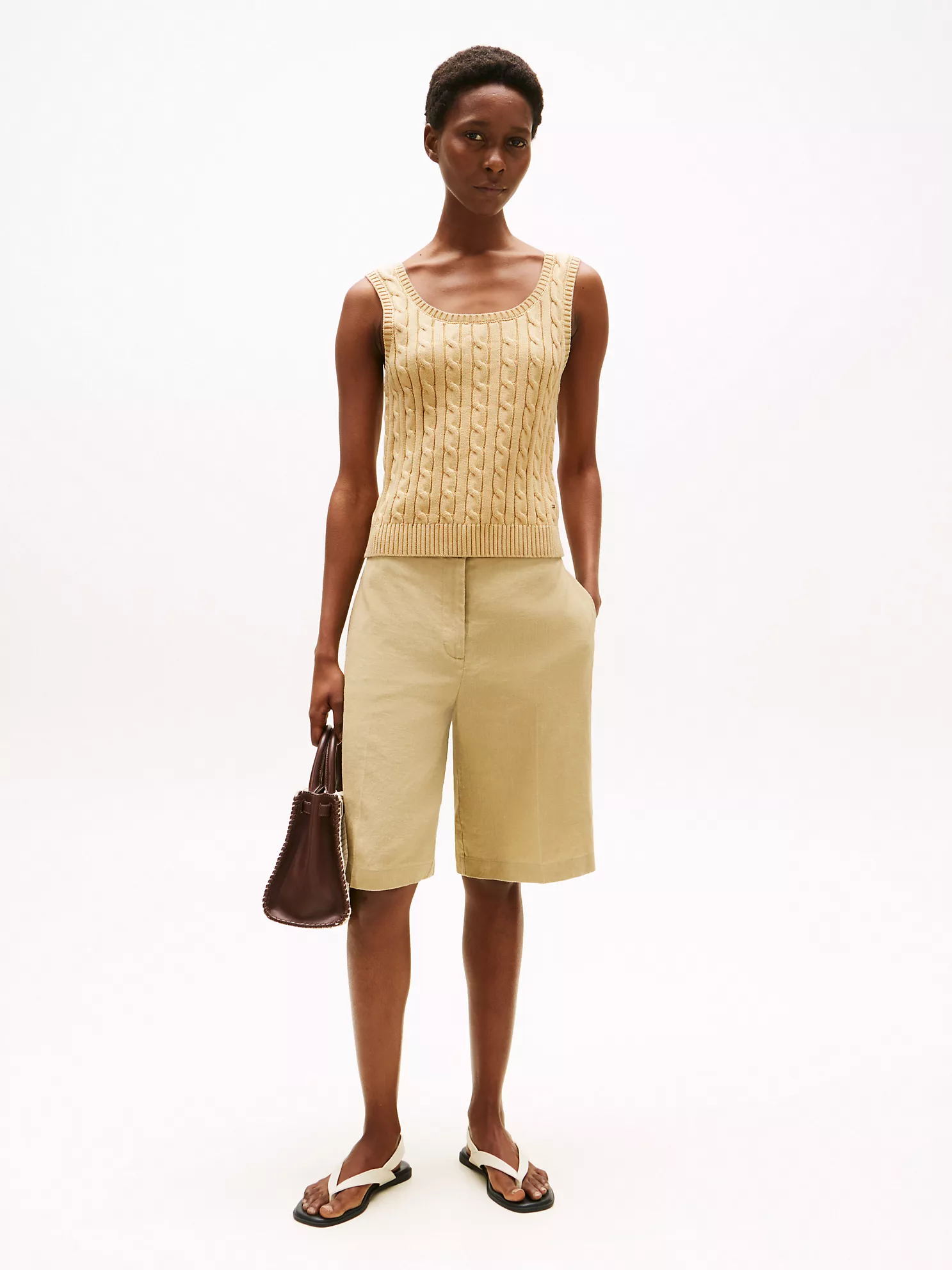 Cable Knit Sweater Tank - Harvest Wheat 8 Cable Knit Sweater Tank
- Harvest Wheat
