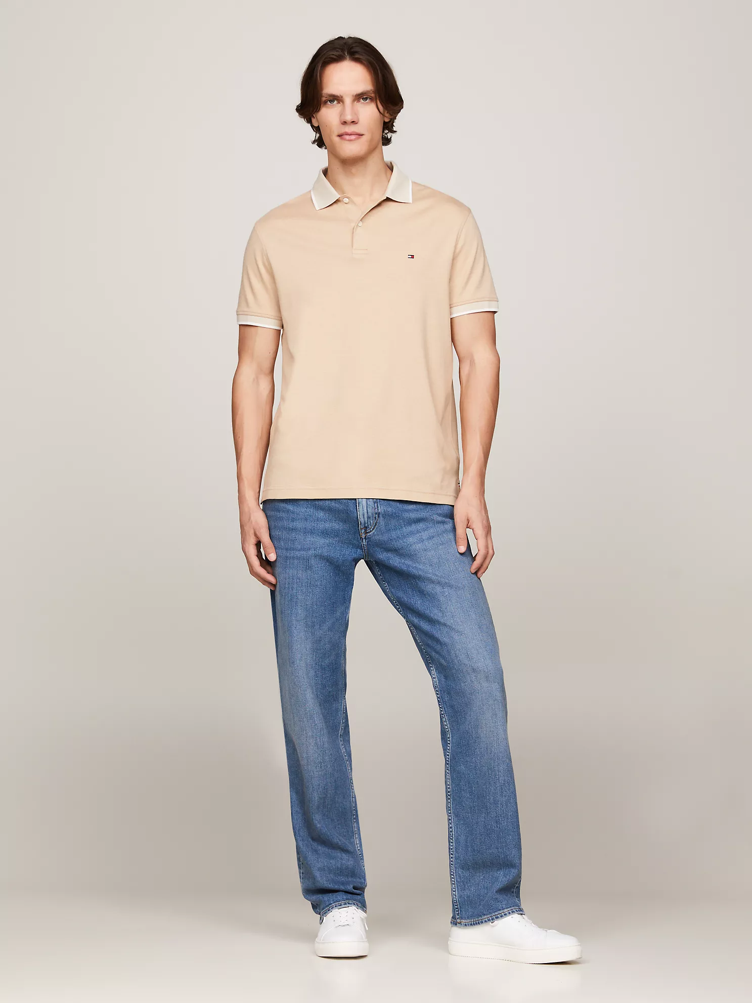 Regular Fit Two-Tone Interlock Polo - Classic Beige/Classic Khaki 7 Regular Fit Two-Tone Interlock Polo
- Classic Beige/Classic Khaki