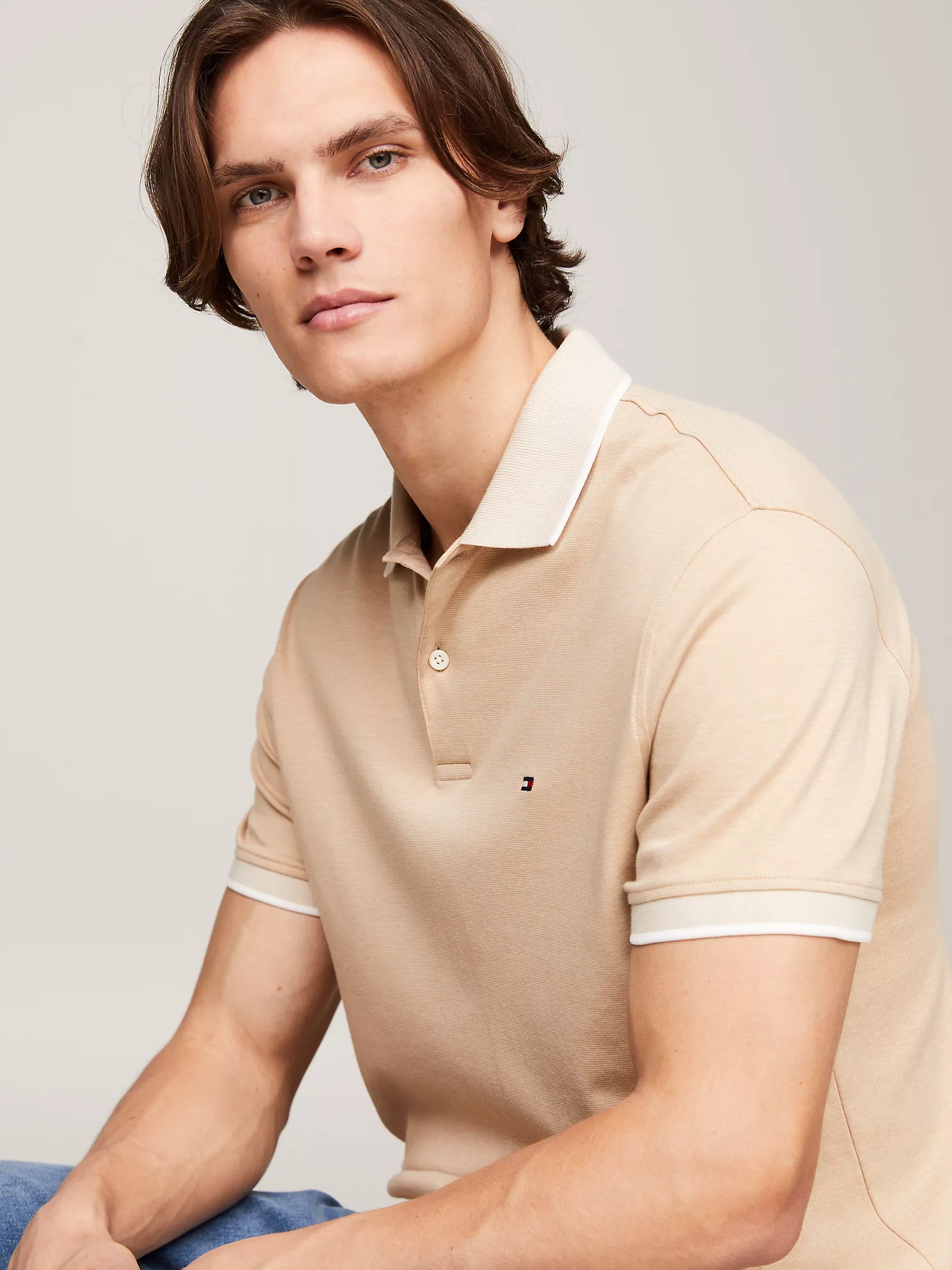 Regular Fit Two-Tone Interlock Polo - Classic Beige/Classic Khaki 8 Regular Fit Two-Tone Interlock Polo
- Classic Beige/Classic Khaki