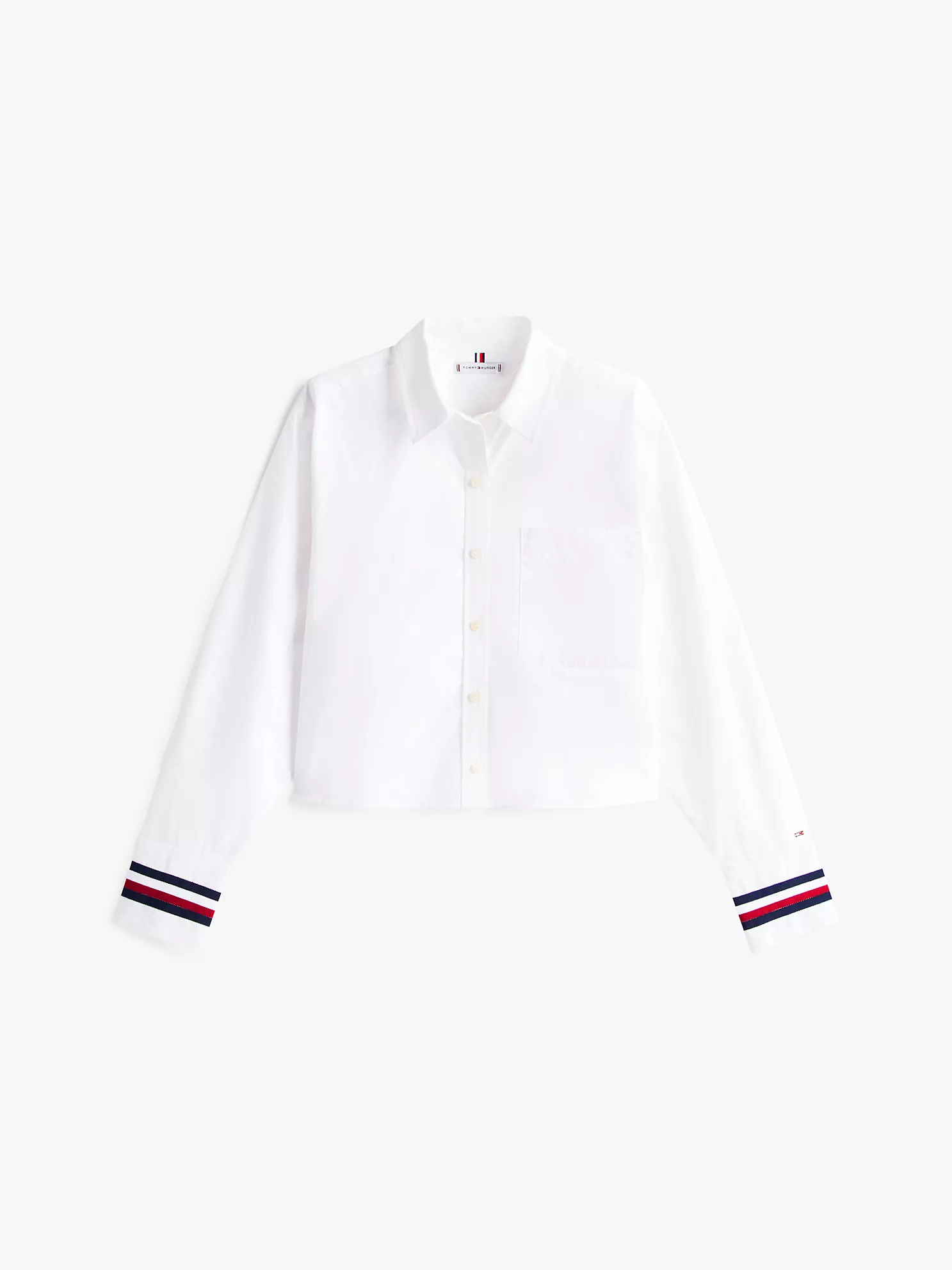 Oversized Cropped Stripe-Cuff Shirt - Optic White 10 Oversized Cropped Stripe-Cuff Shirt
- Optic White