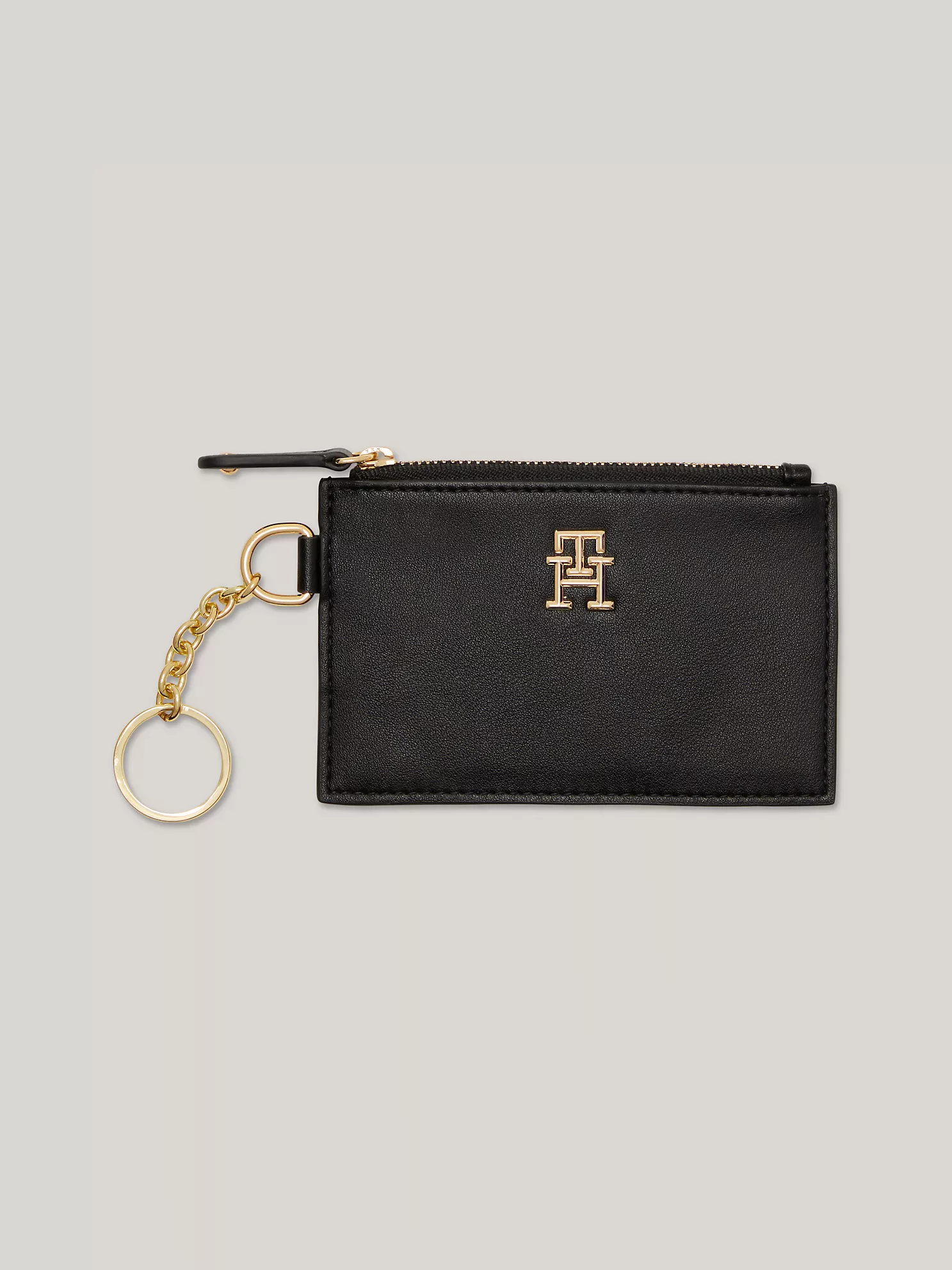 Monogram Zip Coin Purse and ID Wallet
         - Black