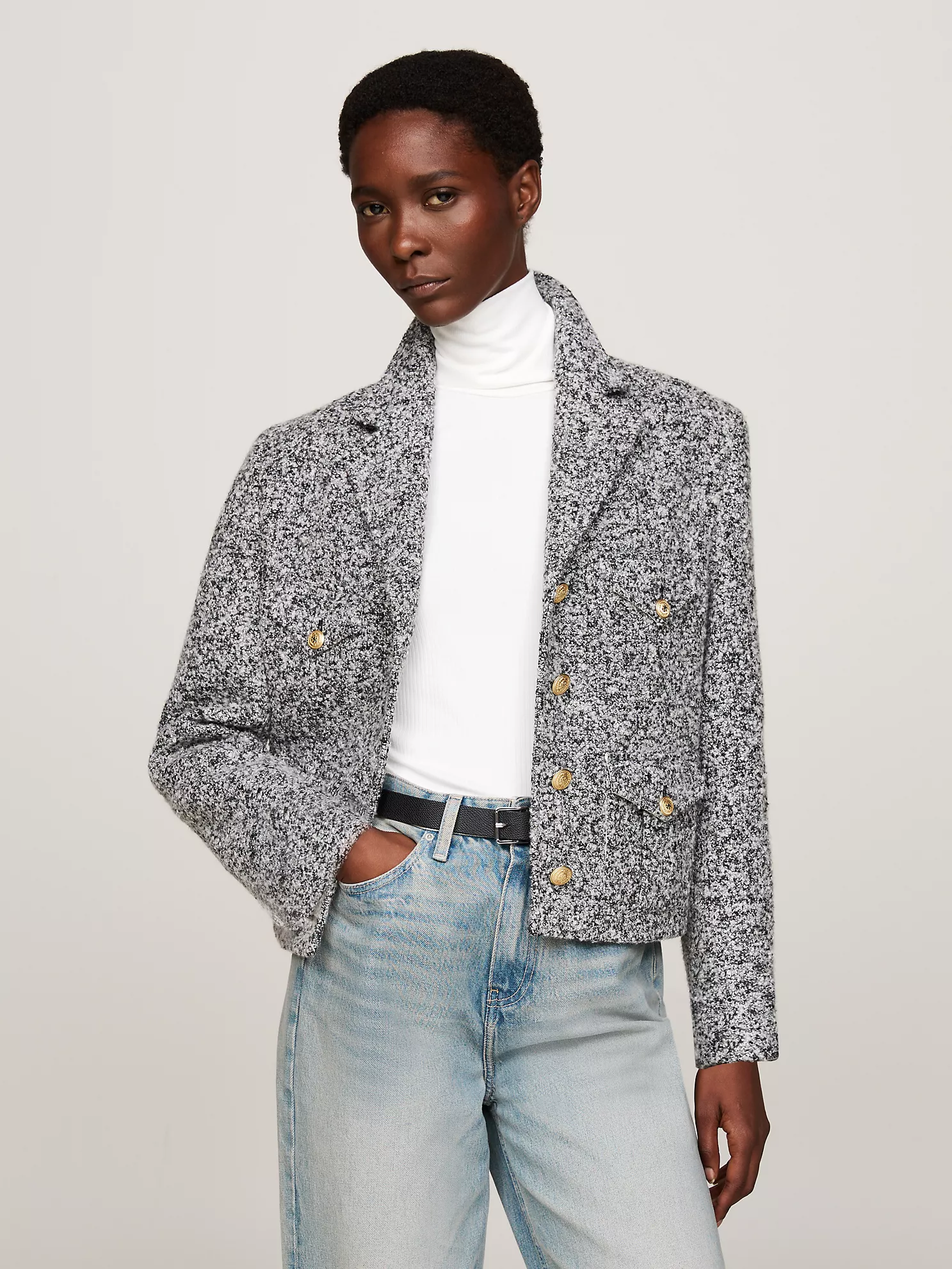 Boucle Boxy Jacket - Medium Heather Grey 1 Boucle Boxy Jacket
- Medium Heather Grey