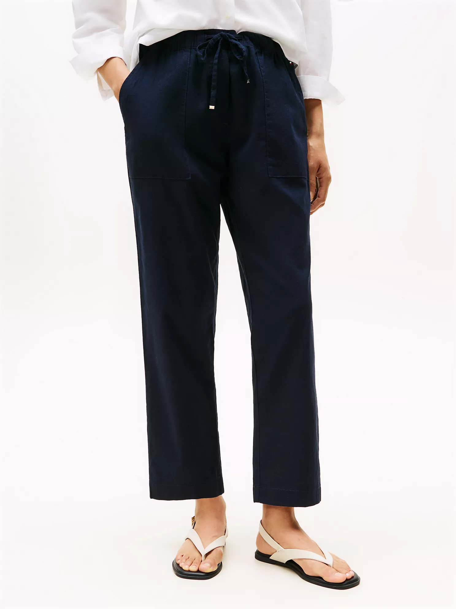 Linen-Blend Pull-On Pant - Navy 7 Linen-Blend Pull-On Pant
- Navy