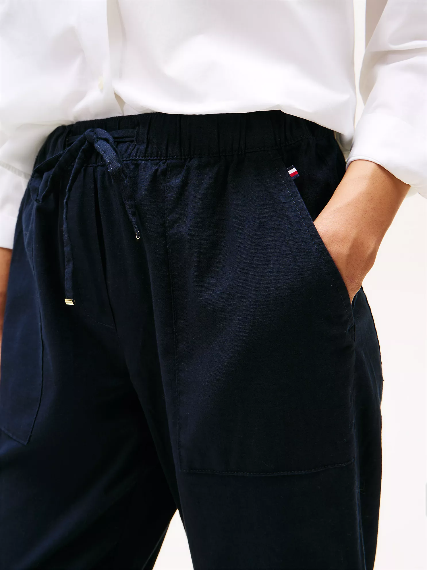 Linen-Blend Pull-On Pant - Navy 8 Linen-Blend Pull-On Pant
- Navy