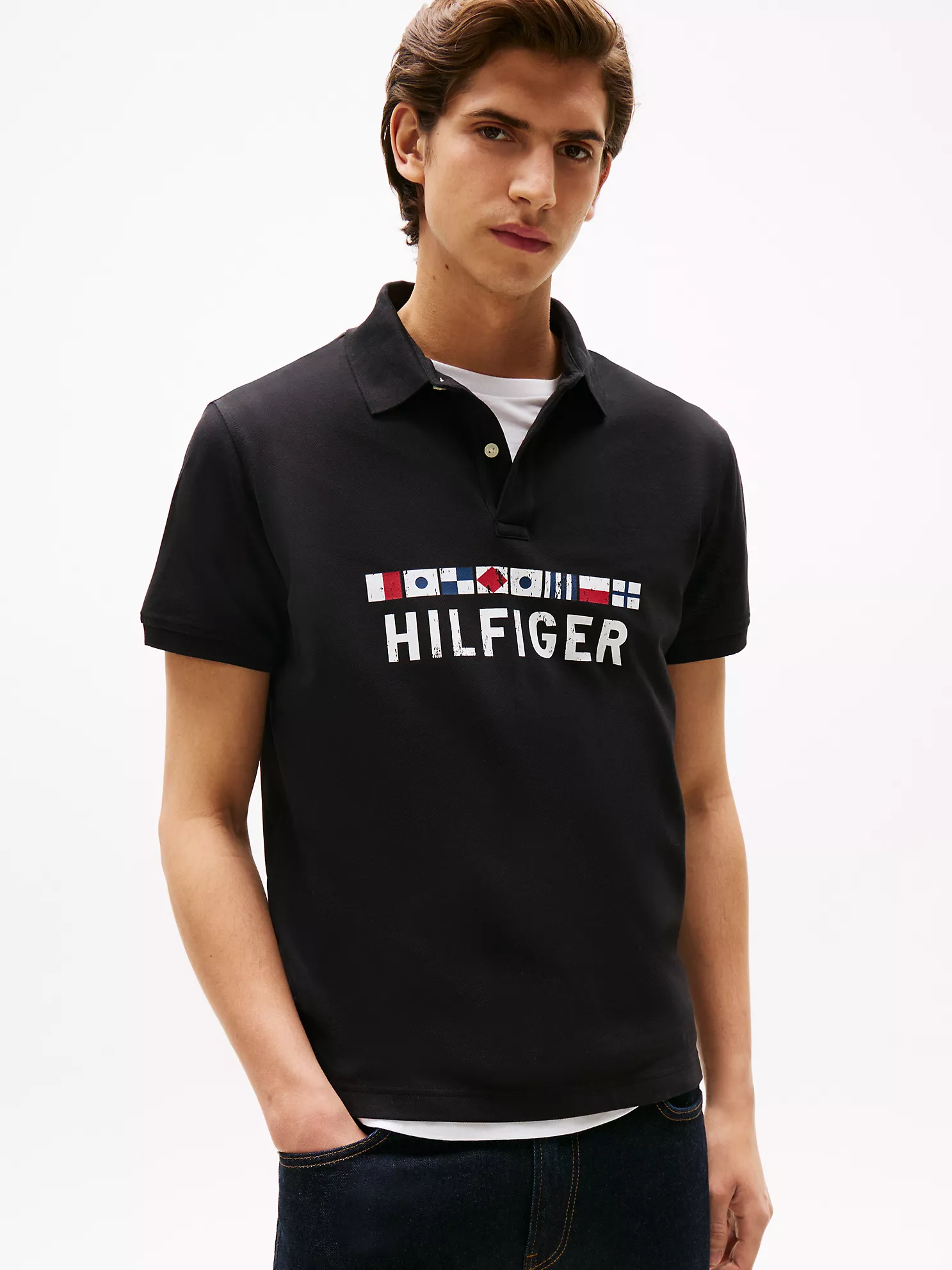 Regular Fit Nautical Graphic Logo Polo - Black 1 Regular Fit Nautical Graphic Logo Polo
- Black