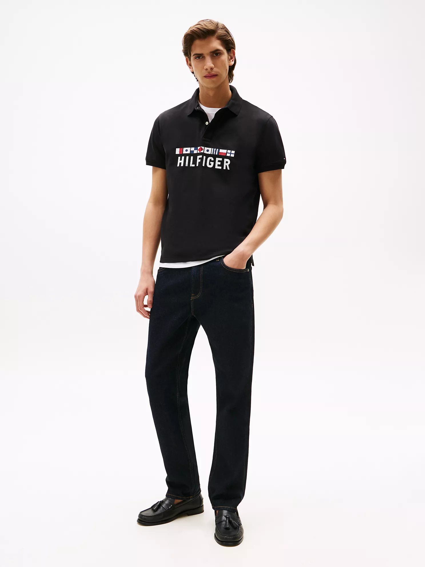 Regular Fit Nautical Graphic Logo Polo - Black 8 Regular Fit Nautical Graphic Logo Polo
- Black