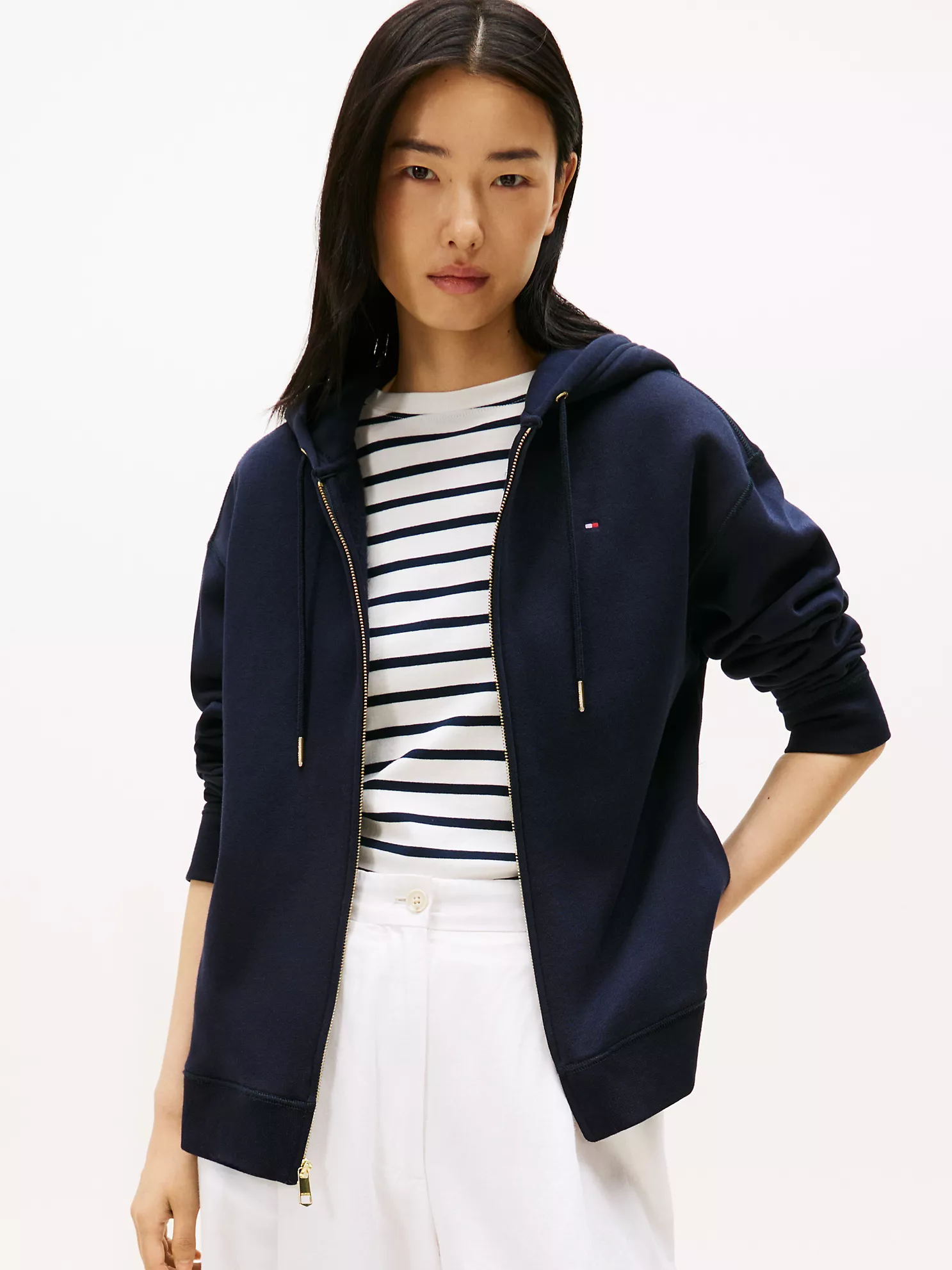 Relaxed Fit Plush-Lined Zip Hoodie - Navy 1 Relaxed Fit Plush-Lined Zip Hoodie
- Navy