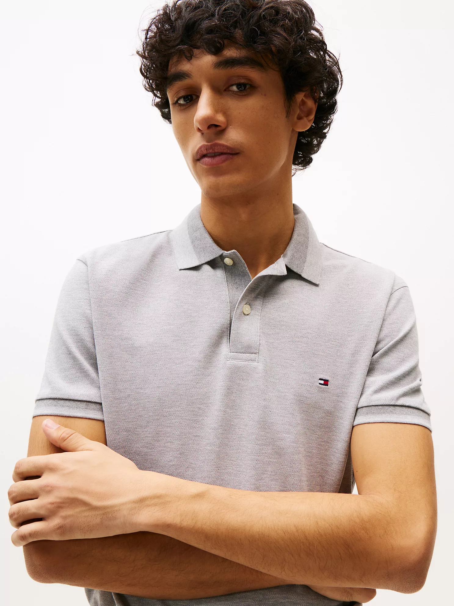 Regular Fit Two-Tone Collar Polo - Light Grey Heather 7 Regular Fit Two-Tone Collar Polo
- Light Grey Heather
