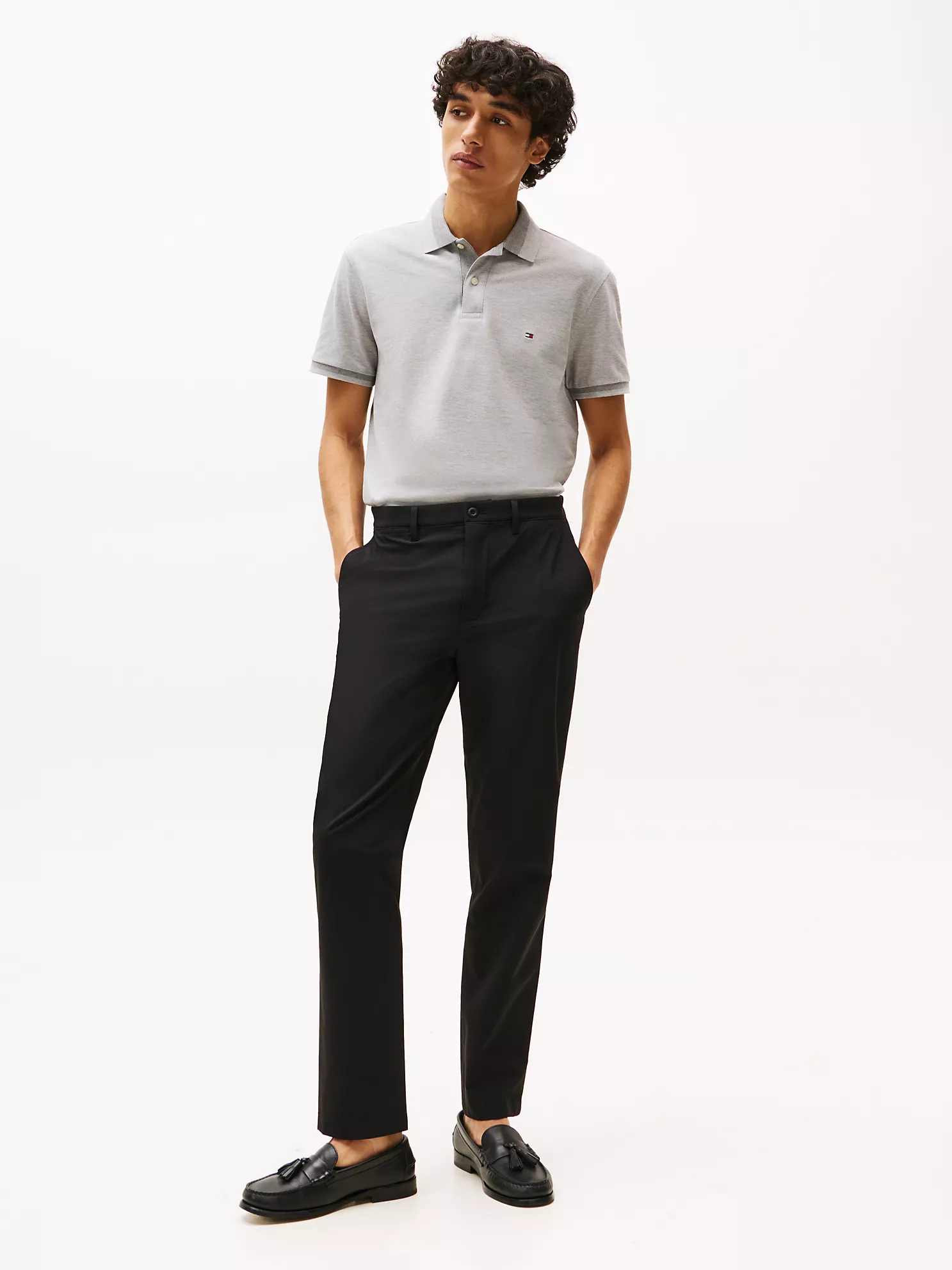 Regular Fit Two-Tone Collar Polo - Light Grey Heather 8 Regular Fit Two-Tone Collar Polo
- Light Grey Heather