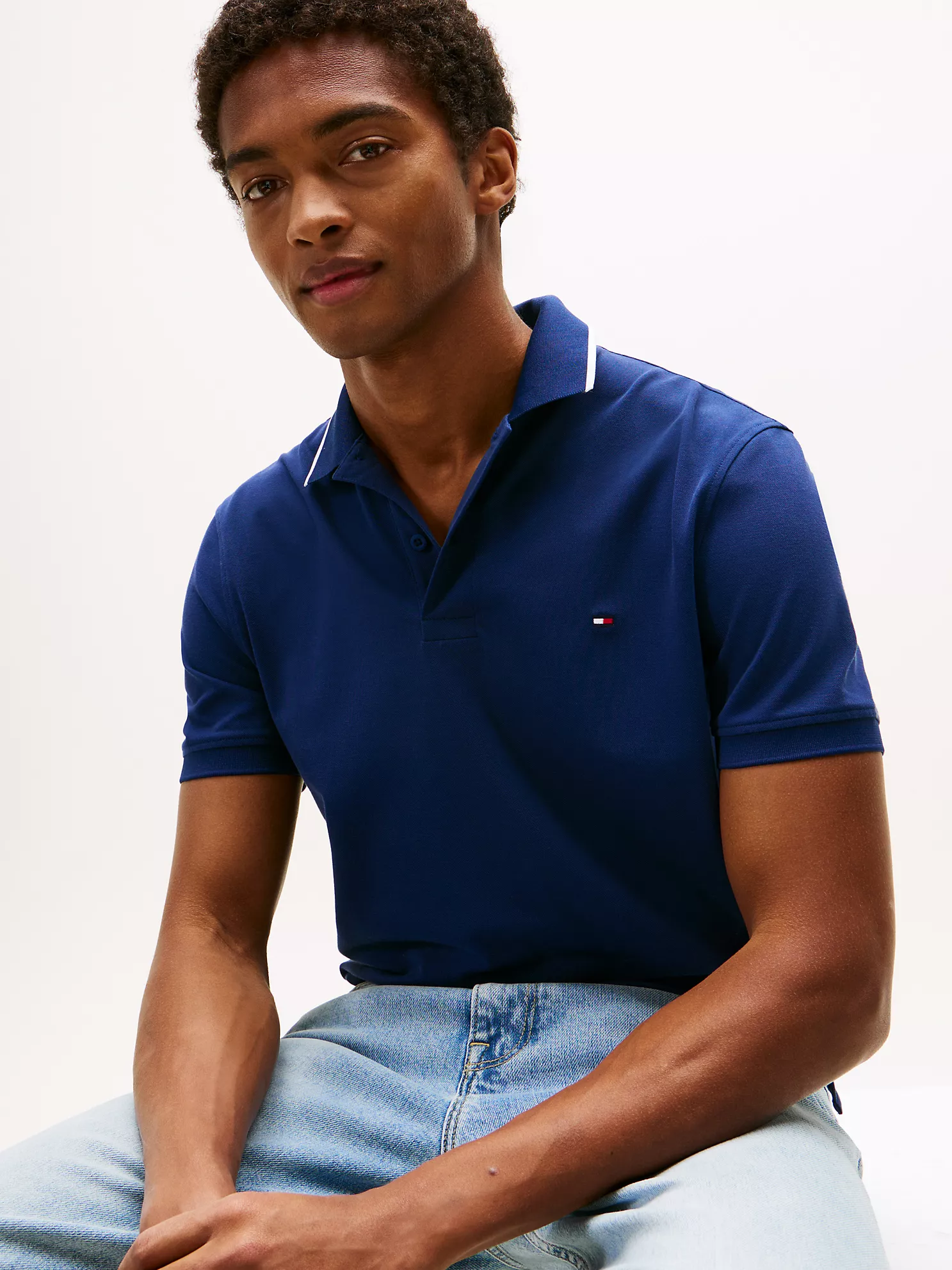 Regular Fit Tipped Performance Polo - Preppy Navy 7 Regular Fit Tipped Performance Polo
- Preppy Navy