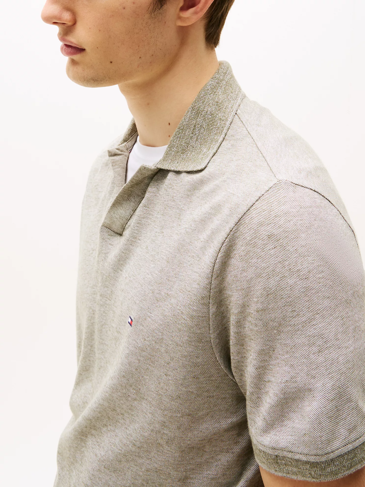 Regular Fit Two-Tone Open-Collar Polo - Battle Green/White 7 Regular Fit Two-Tone Open-Collar Polo
- Battle Green/White