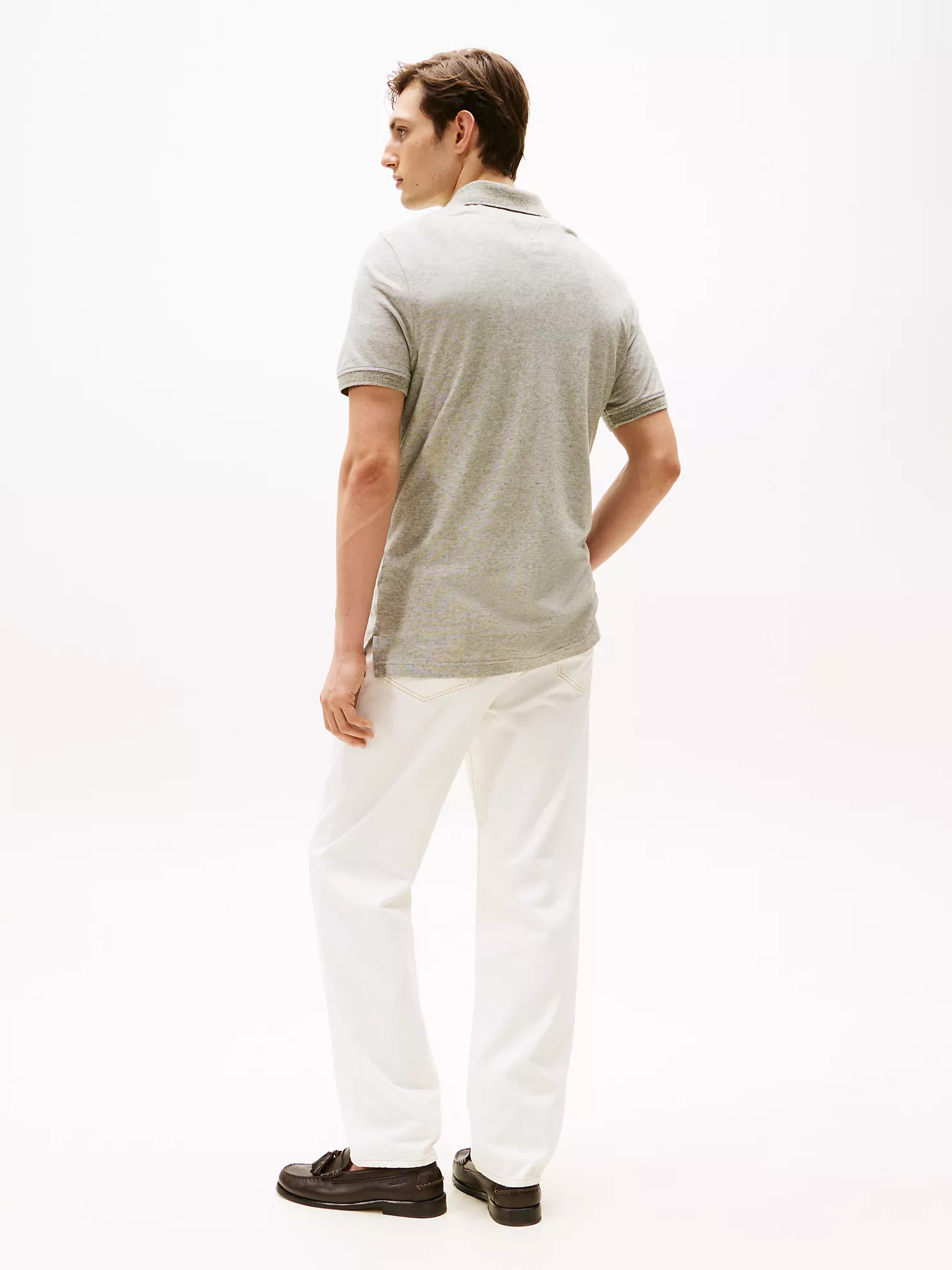 Regular Fit Two-Tone Open-Collar Polo - Battle Green/White 9 Regular Fit Two-Tone Open-Collar Polo
- Battle Green/White