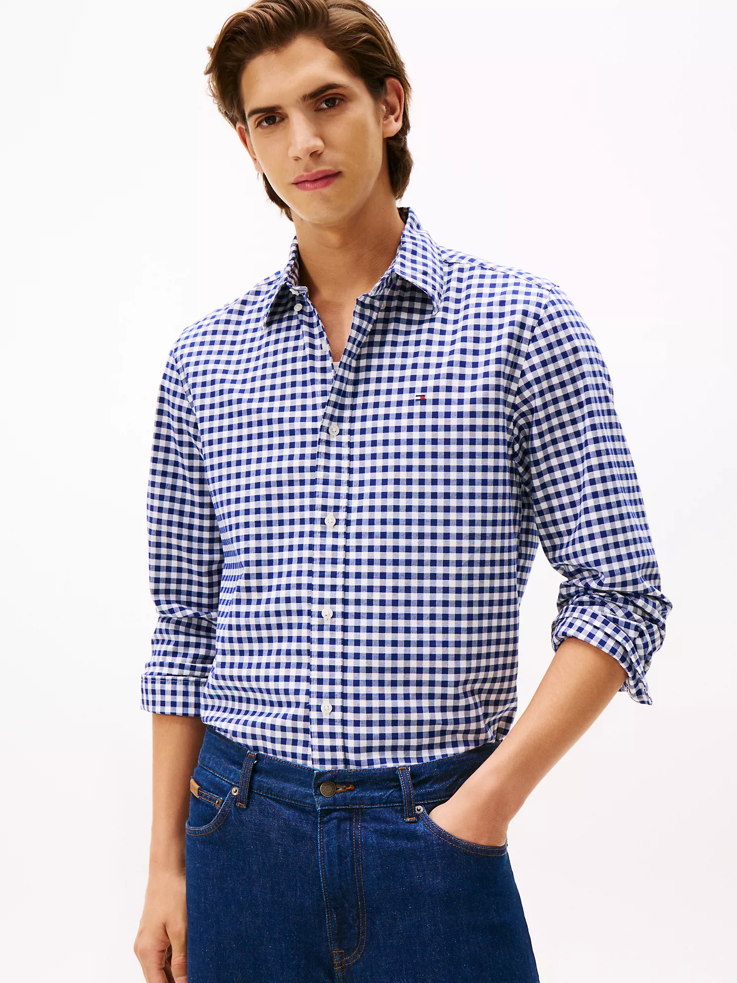 Regular Fit Gingham Oxford Shirt - Navy/Optic White 1 Regular Fit Gingham Oxford Shirt
- Navy/Optic White