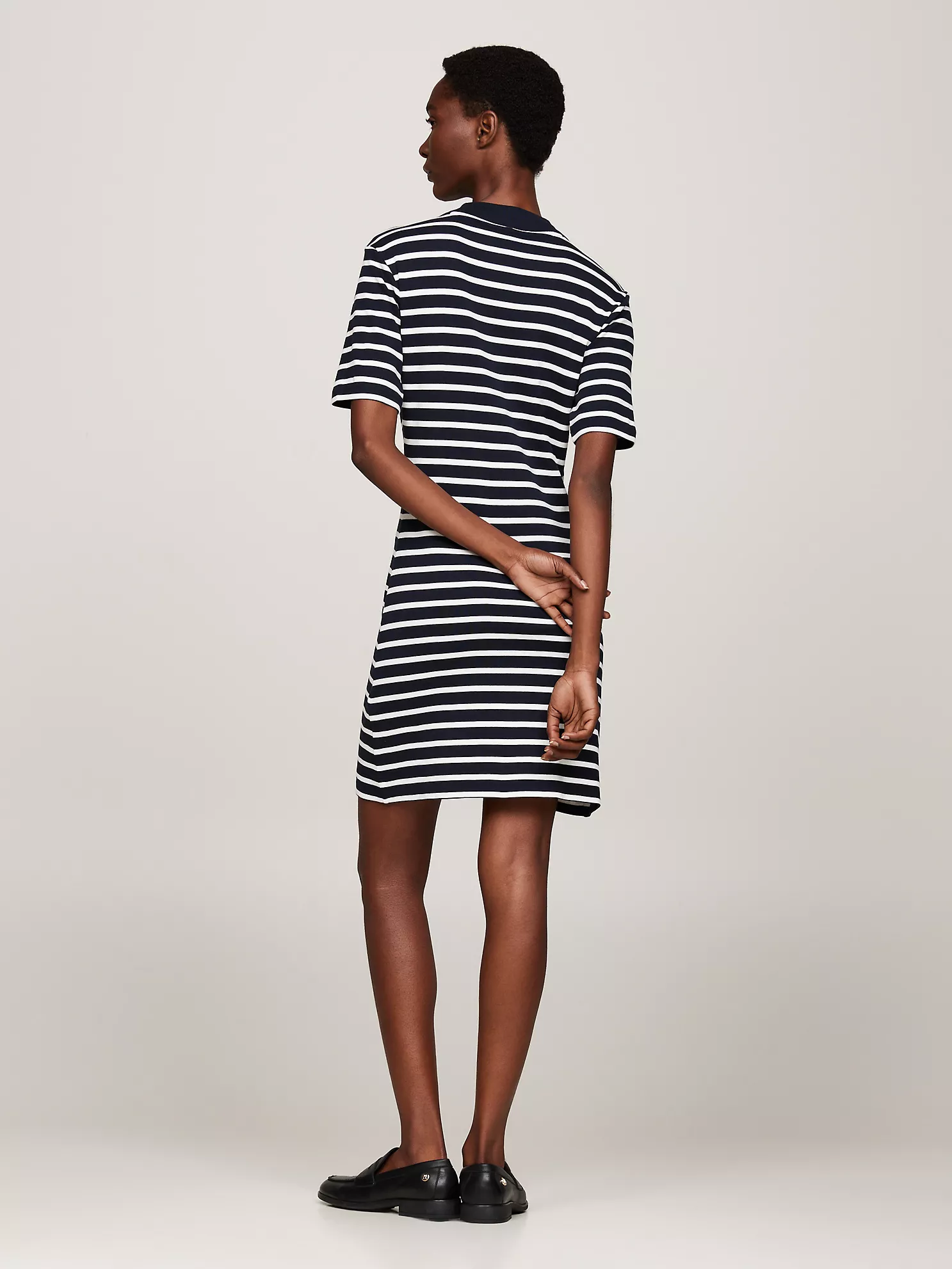 Slim Fit Stripe Mockneck Dress - Breton Navy / Ecru 8 Slim Fit Stripe Mockneck Dress
- Breton Navy / Ecru
