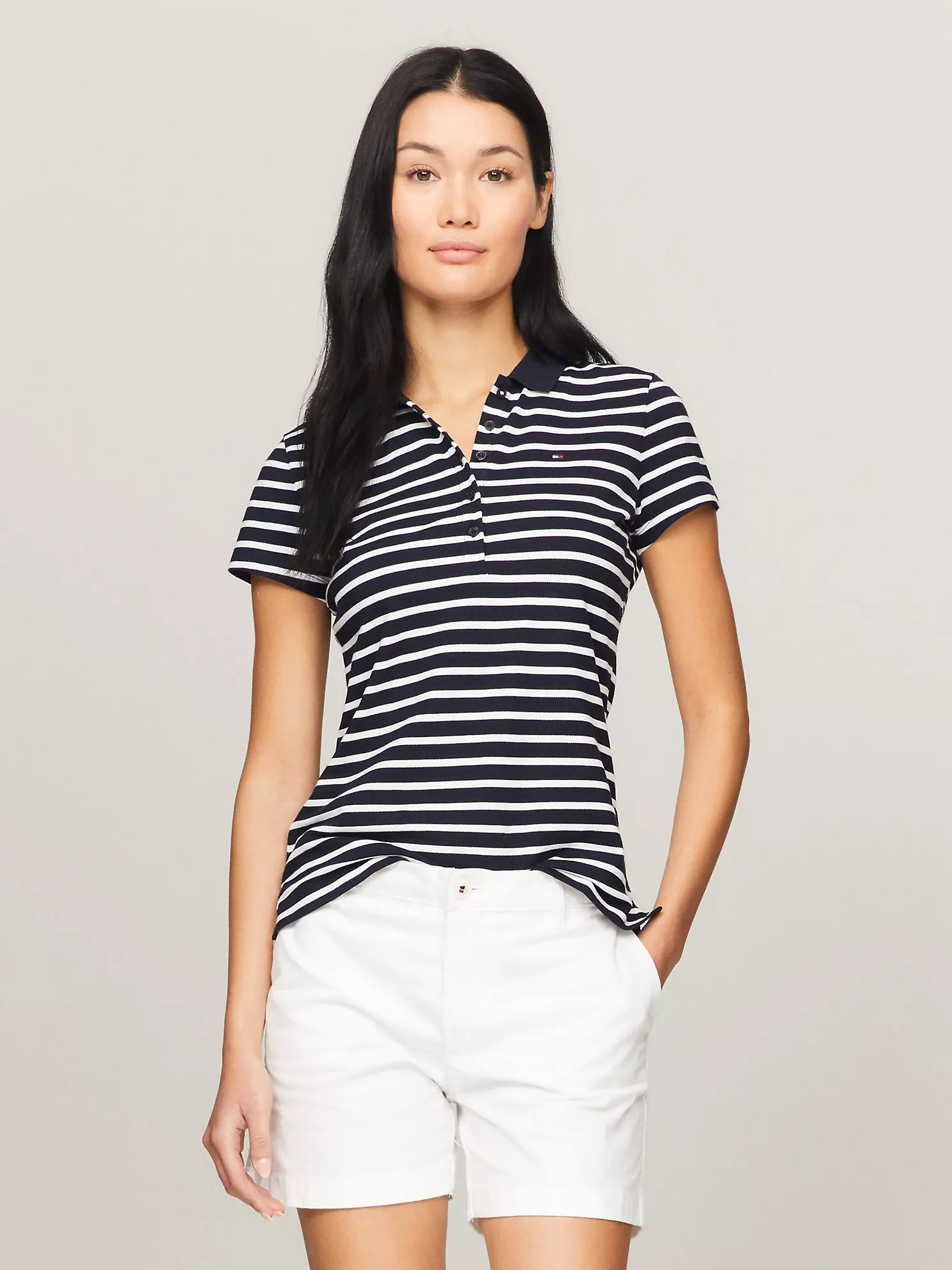 Slim Fit Stripe Stretch Cotton Polo - Navy Multi Stripe 1 Slim Fit Stripe Stretch Cotton Polo
- Navy Multi Stripe