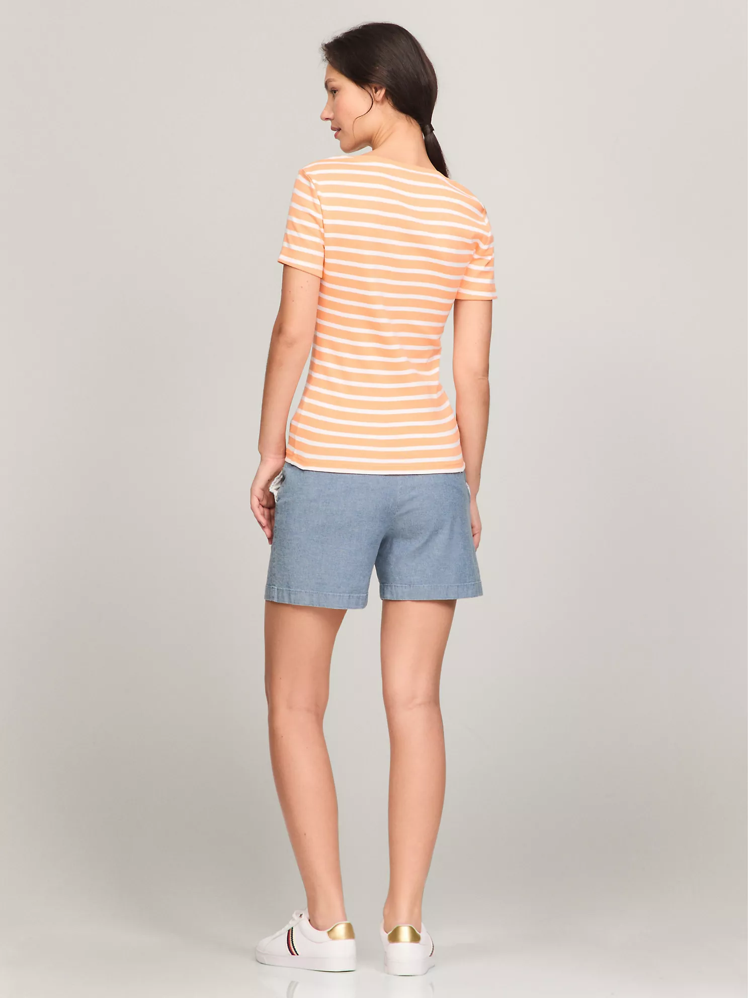 Stripe V-Neck Favorite T-Shirt - Tuscan Melon Multi 8 Stripe V-Neck Favorite T-Shirt
- Tuscan Melon Multi