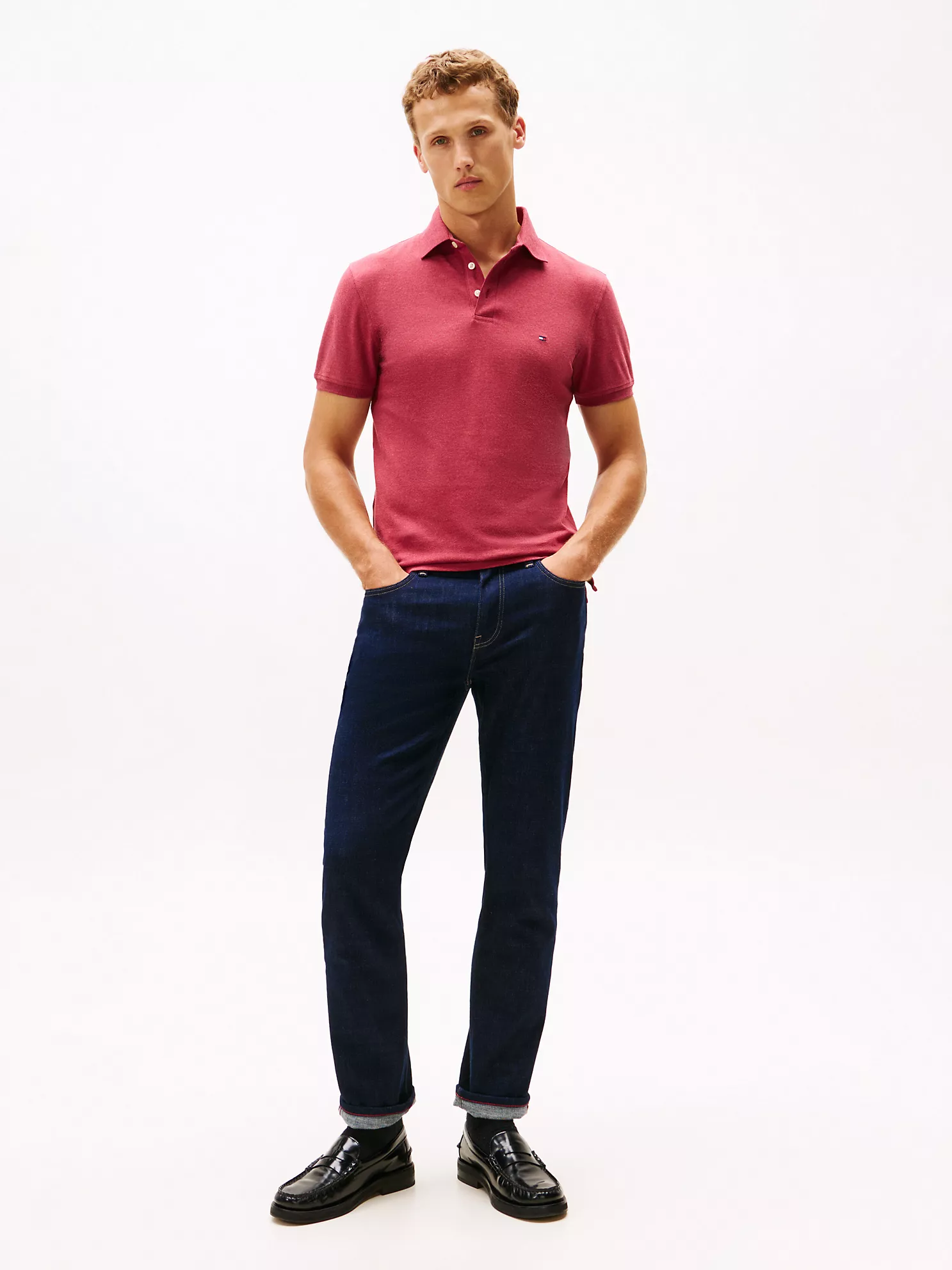Slim Fit Stretch Pique Polo - Red Heather 8 Slim Fit Stretch Pique Polo
- Red Heather