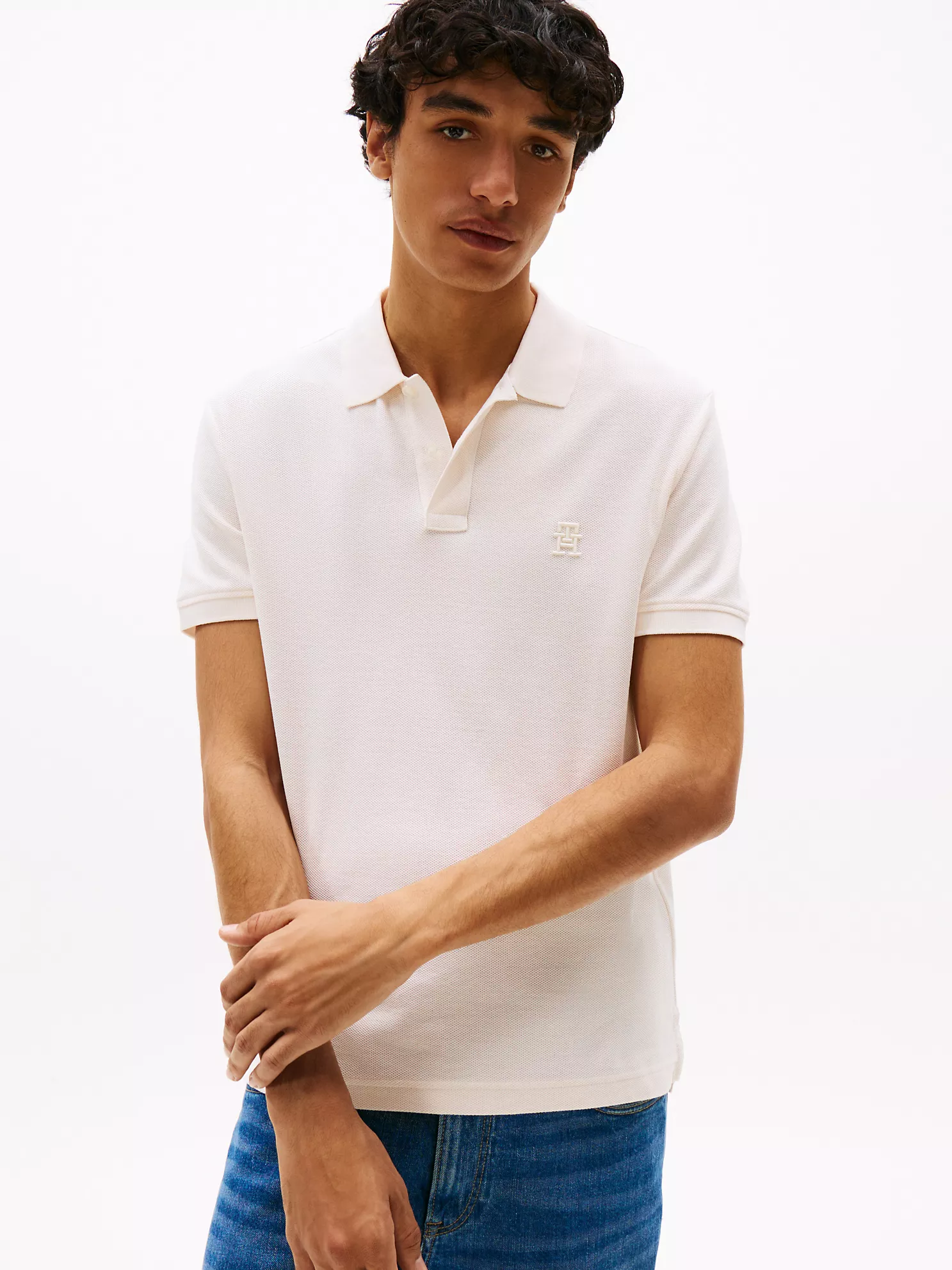 Regular Fit Embroidered Monogram Polo - Ivory Petal 1 Regular Fit Embroidered Monogram Polo
- Ivory Petal