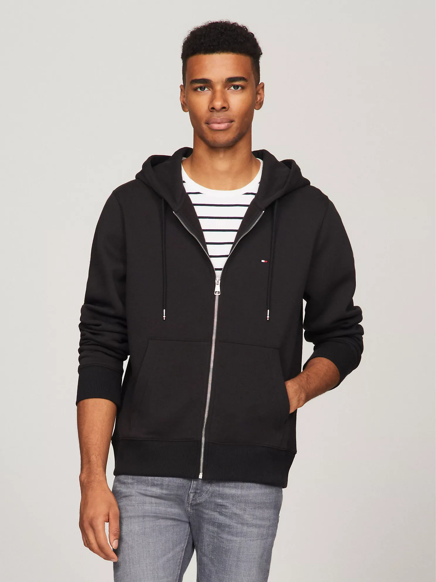 Solid Logo Zip Hoodie - Black 1 Solid Logo Zip Hoodie
- Black