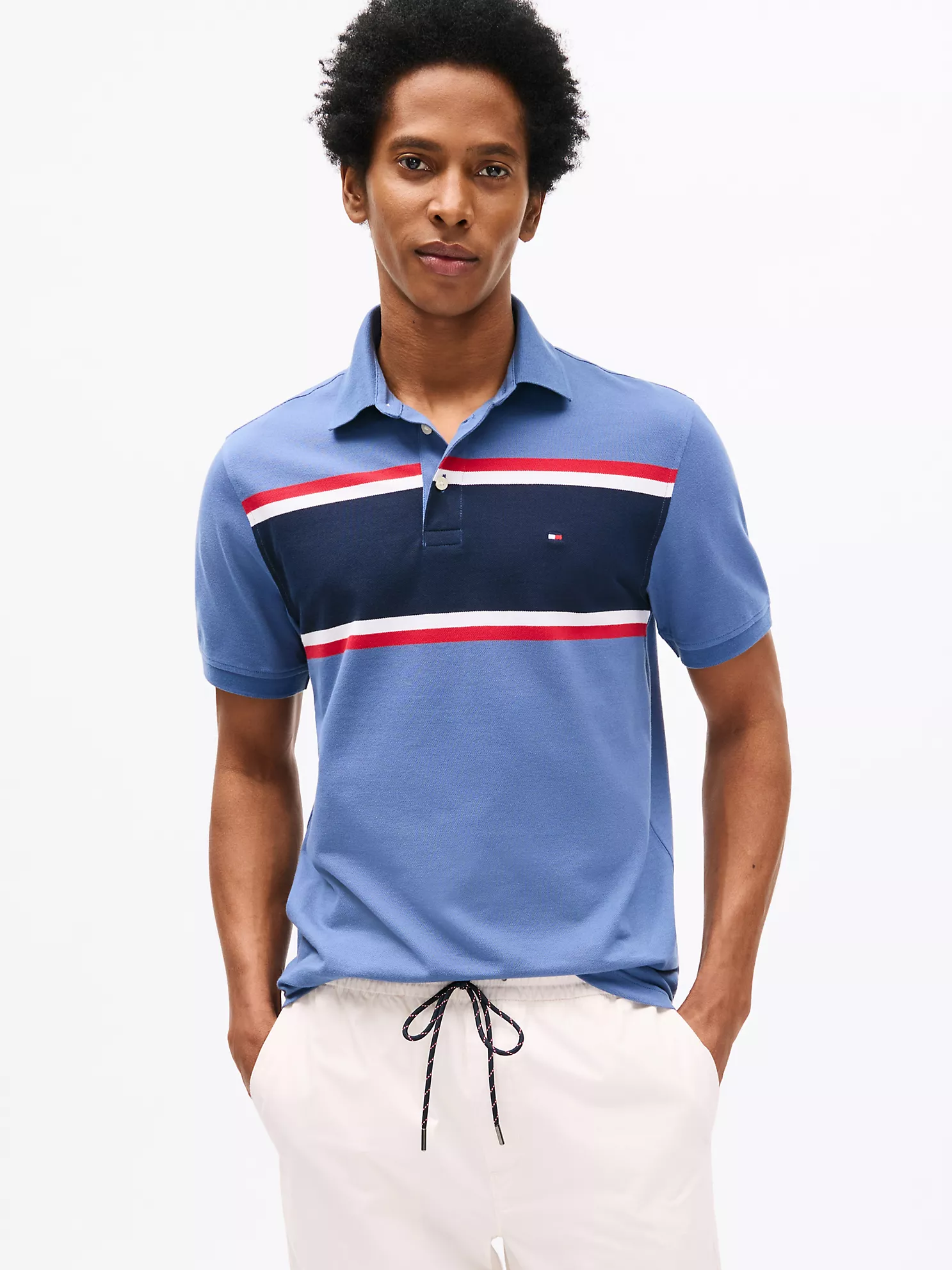 Slim Fit Block Stripe Polo - Faded Indigo 6 Slim Fit Block Stripe Polo
- Faded Indigo