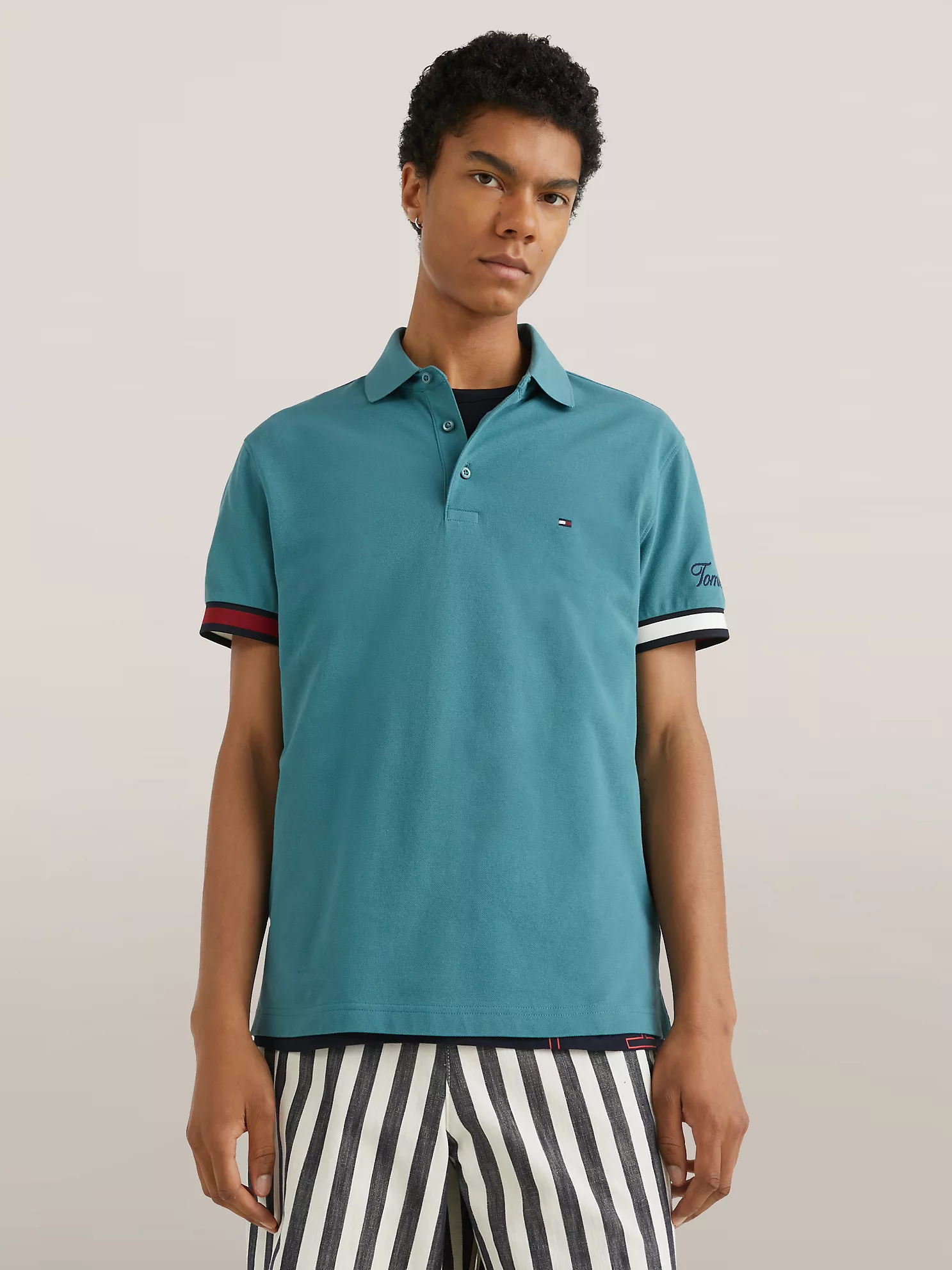Slim Fit Flag Cuff Polo - Frosted Green 1 Slim Fit Flag Cuff Polo
- Frosted Green