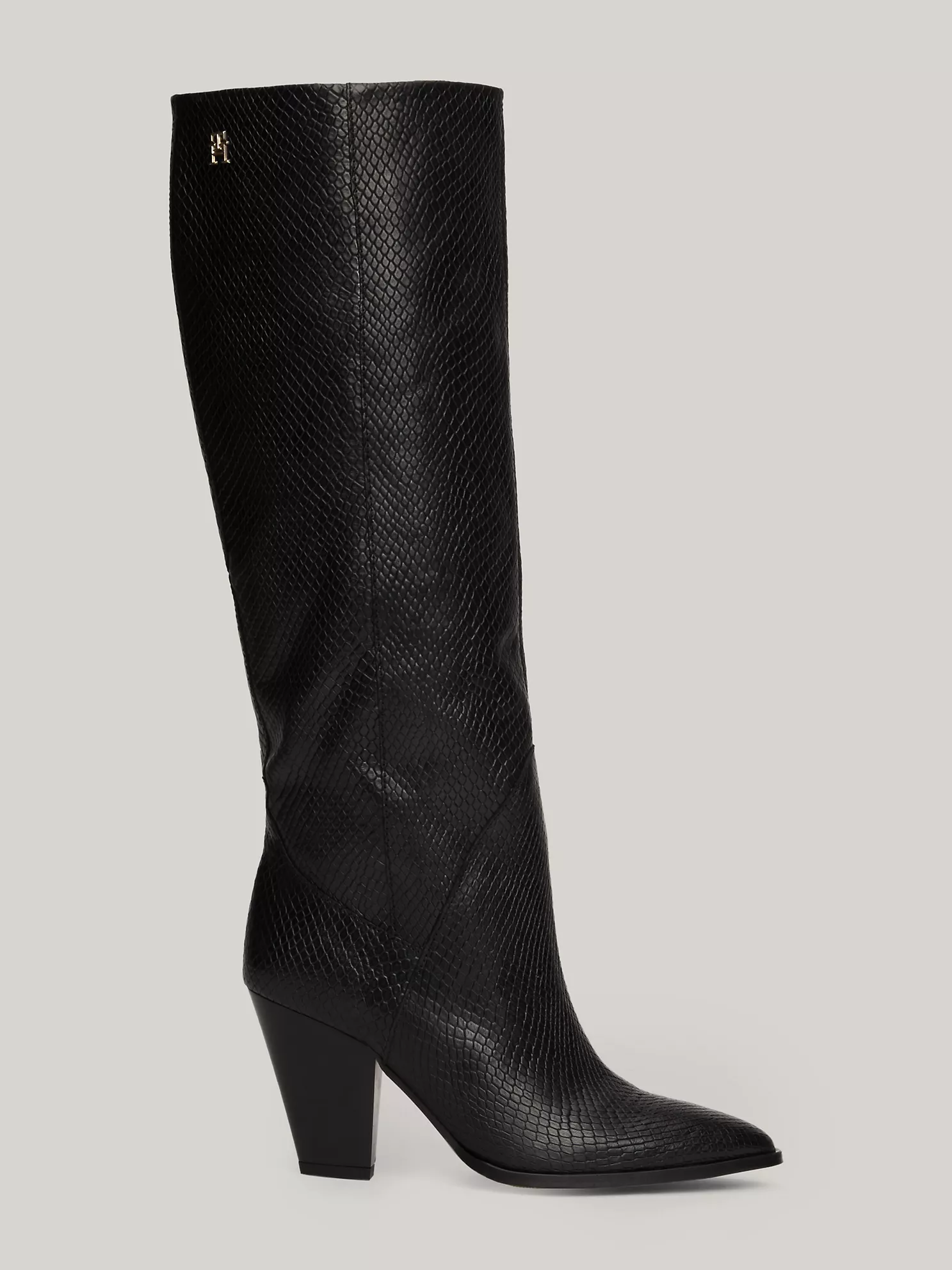 Snake Embossed Leather Cowboy Boot - Black Python 1 Snake Embossed Leather Cowboy Boot
- Black Python