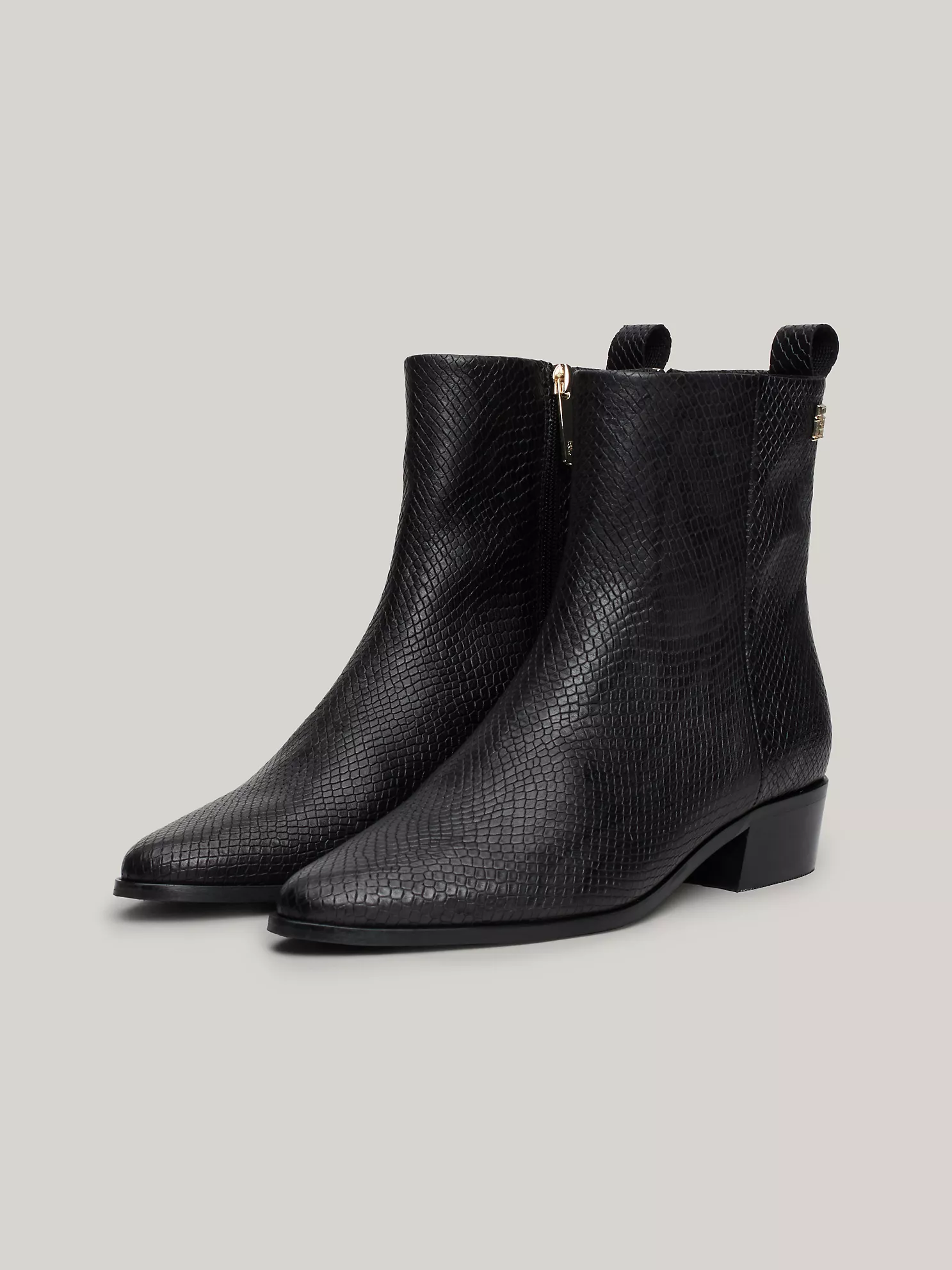 Snake Embossed Leather Ankle Cowboy Boot - Black Python 10 Snake Embossed Leather Ankle Cowboy Boot
- Black Python