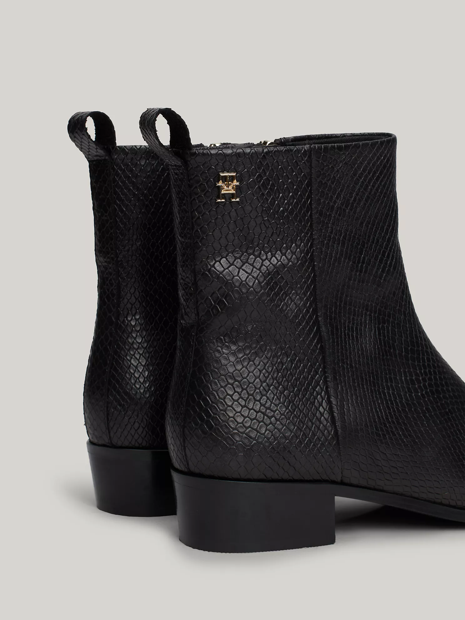 Snake Embossed Leather Ankle Cowboy Boot - Black Python 14 Snake Embossed Leather Ankle Cowboy Boot
- Black Python