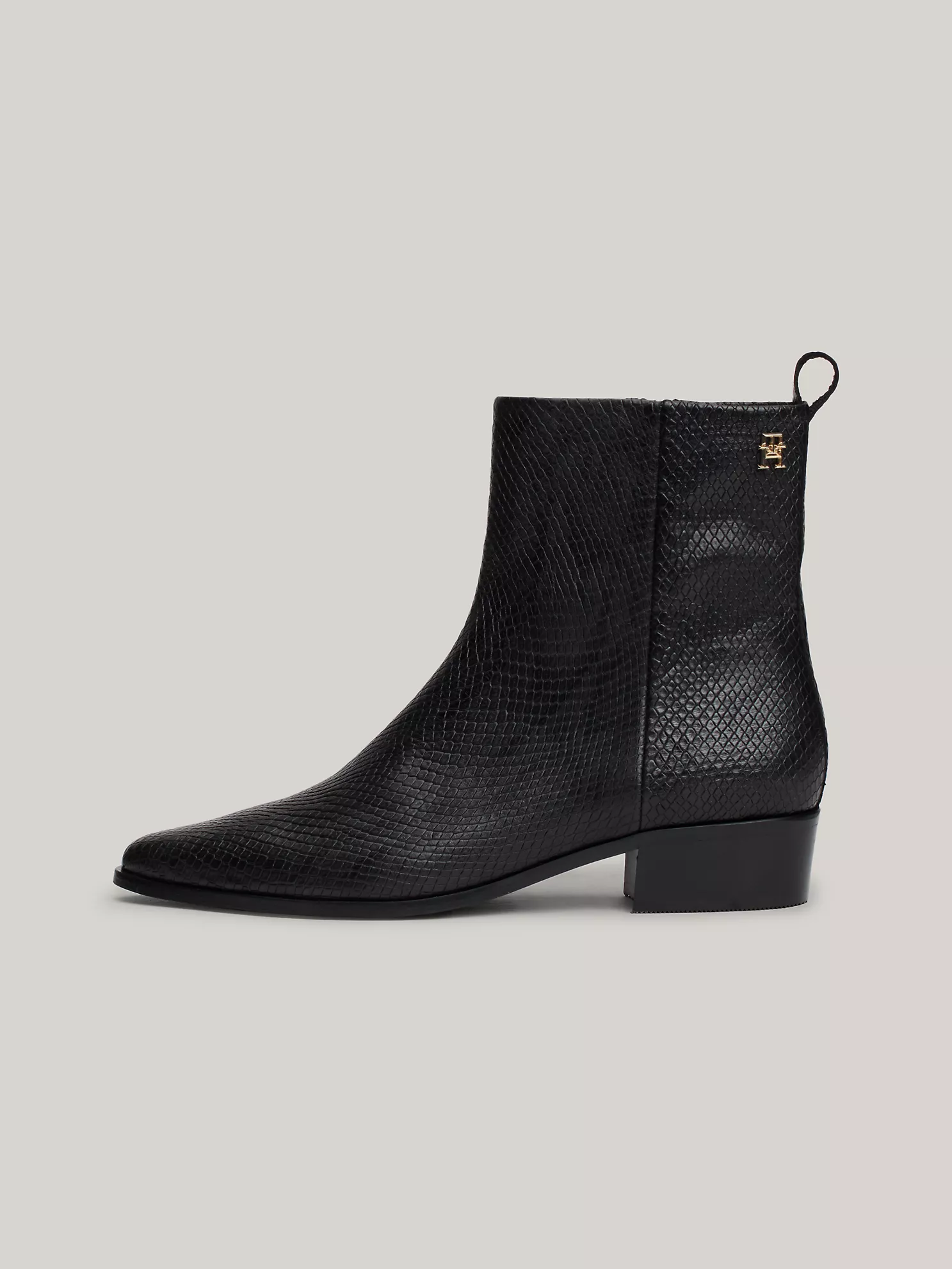 Snake Embossed Leather Ankle Cowboy Boot - Black Python 15 Snake Embossed Leather Ankle Cowboy Boot
- Black Python