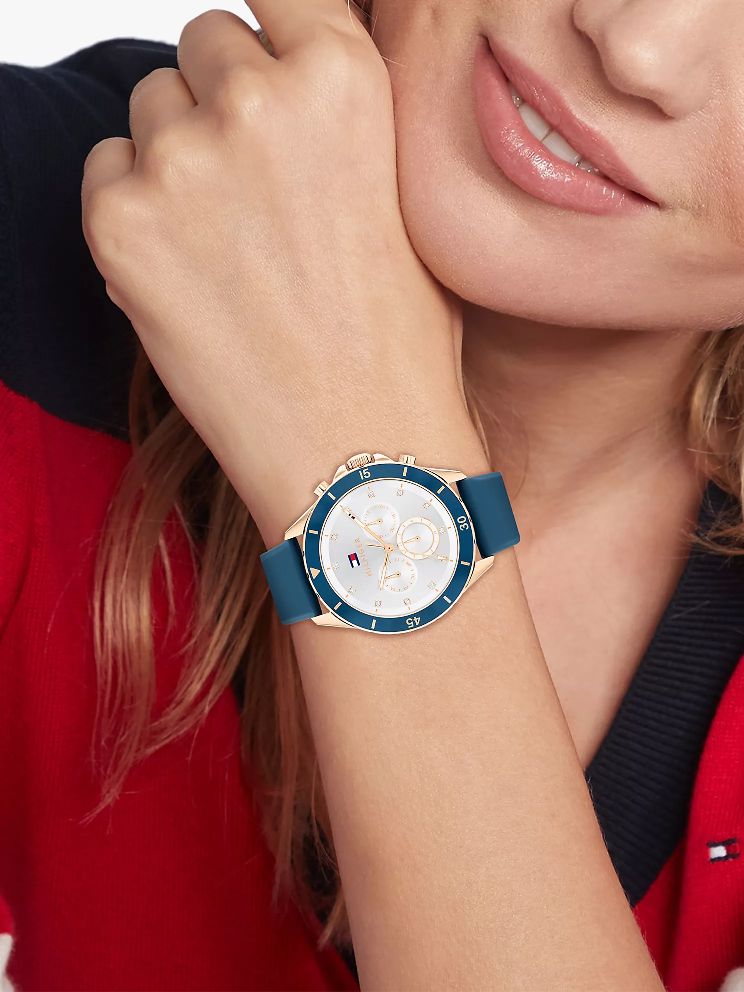 40MM White Dial Boyfriend Watch - Blue 1 40MM White Dial Boyfriend Watch
- Blue