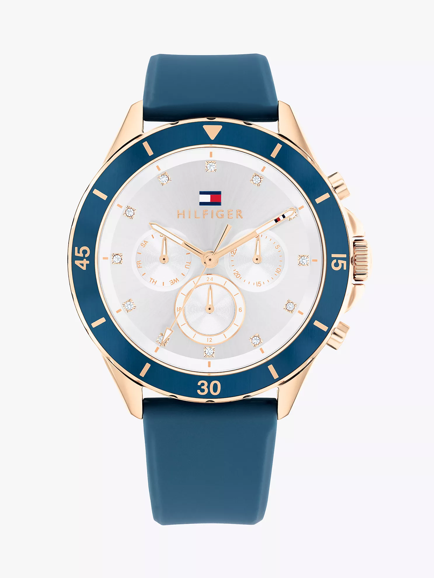 40MM White Dial Boyfriend Watch - Blue 7 40MM White Dial Boyfriend Watch
- Blue