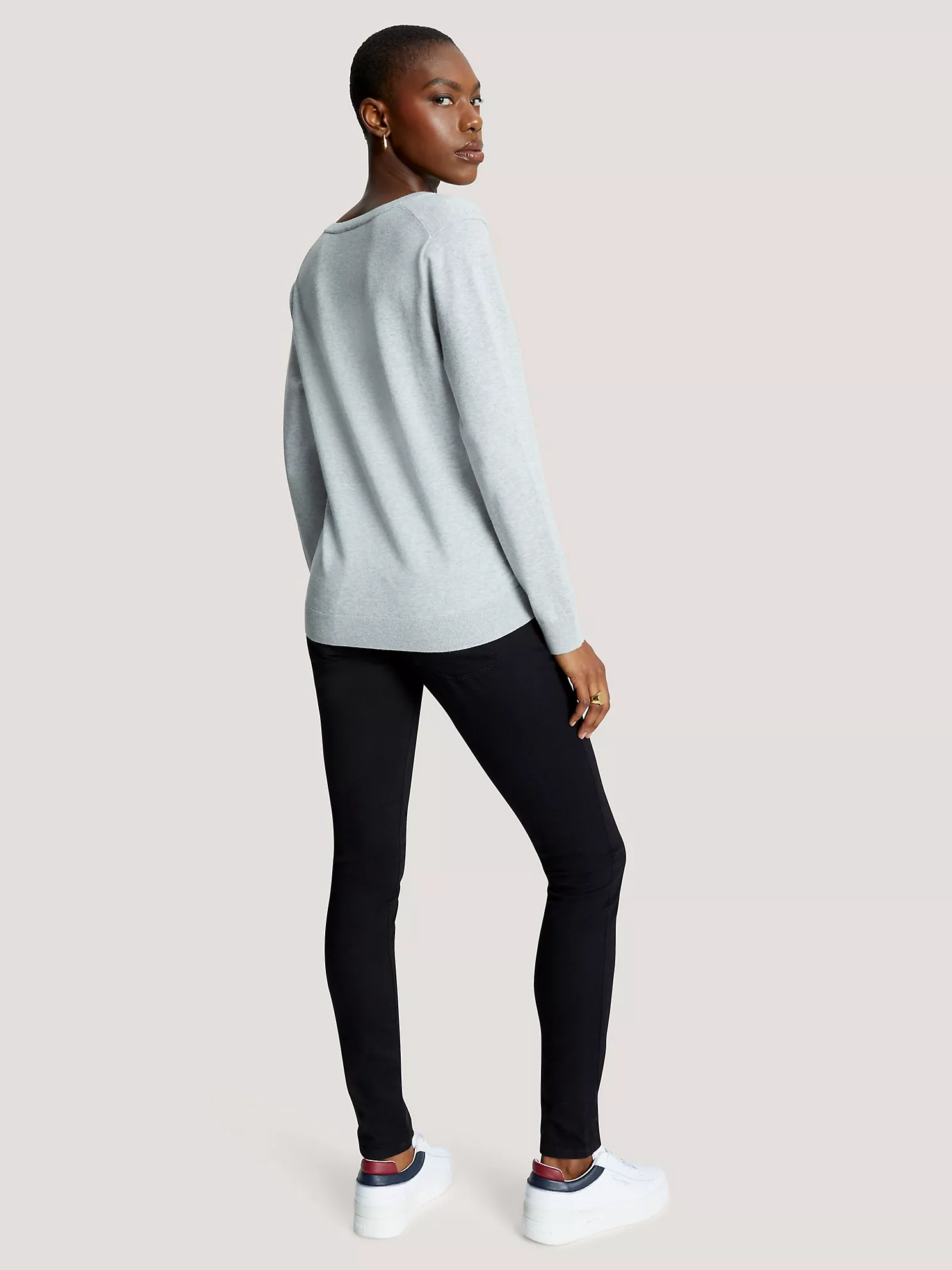 Solid Cotton-Blend V-Neck Sweater - Grey Heather 8 Solid Cotton-Blend V-Neck Sweater
- Grey Heather