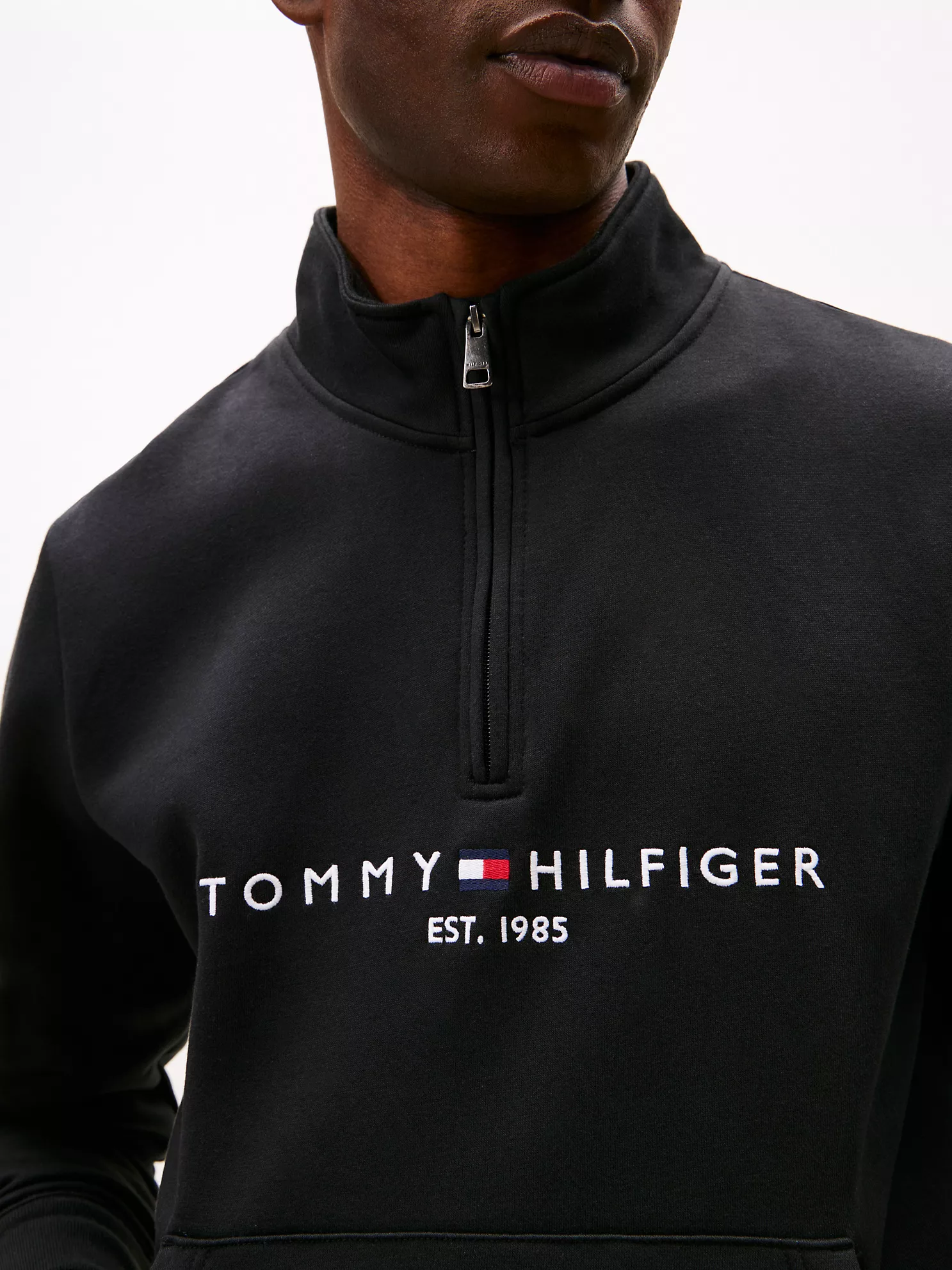 Embroidered Tommy Logo Quarter-Zip - Black 7 Embroidered Tommy Logo Quarter-Zip
- Black