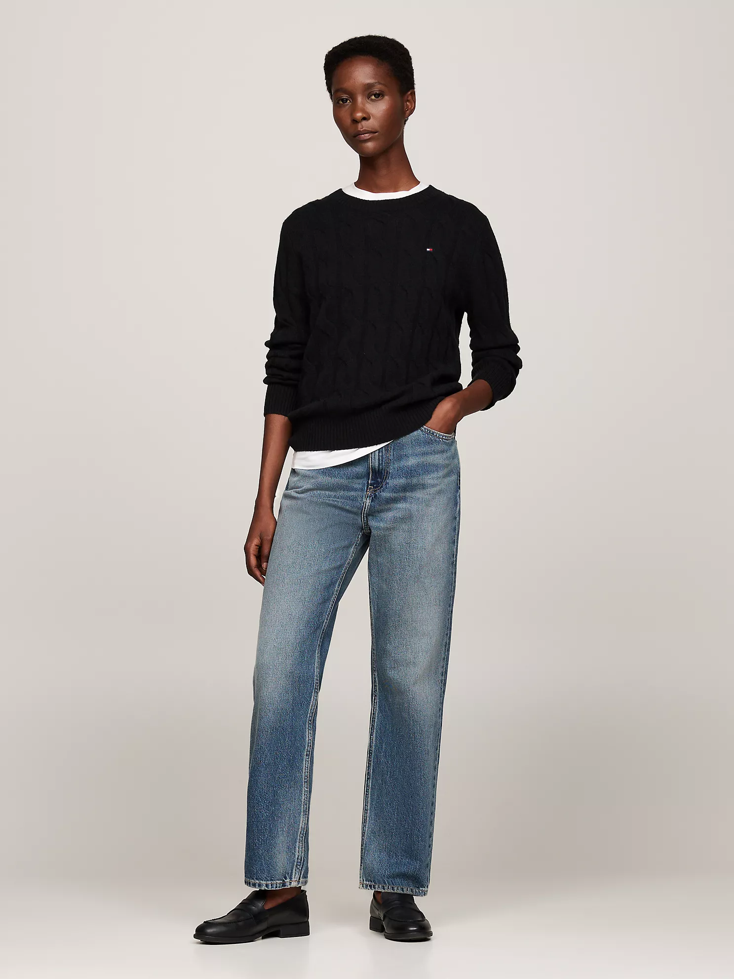 Wool Cable Knit Sweater - Black 6 Wool Cable Knit Sweater
- Black