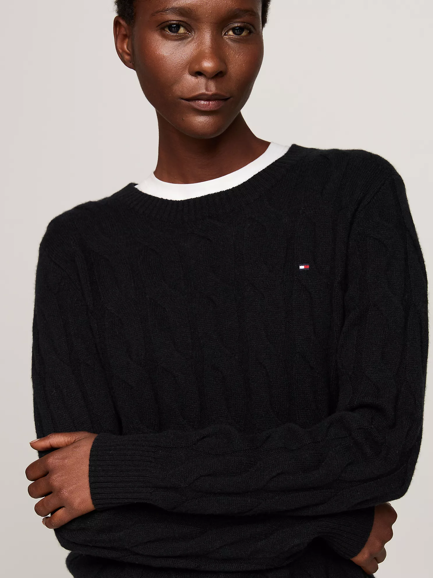 Wool Cable Knit Sweater - Black 7 Wool Cable Knit Sweater
- Black