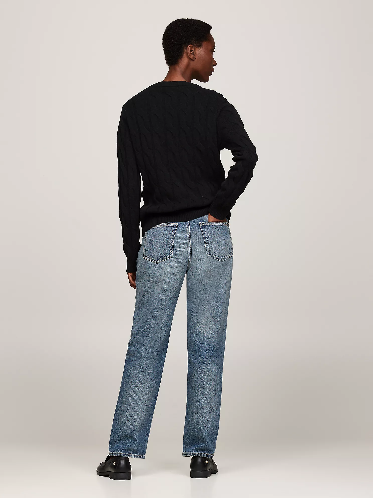 Wool Cable Knit Sweater - Black 8 Wool Cable Knit Sweater
- Black