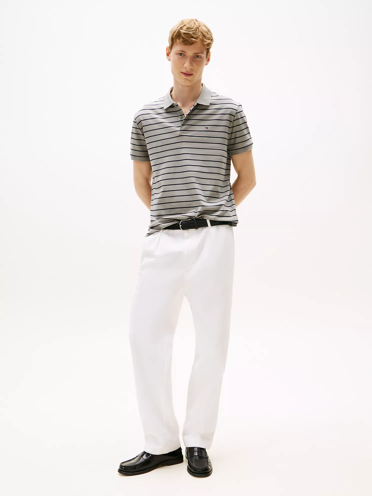 Regular Fit Stripe Cotton Polo - Hydrogen Grey Stripe 7 Regular Fit Stripe Cotton Polo
- Hydrogen Grey Stripe