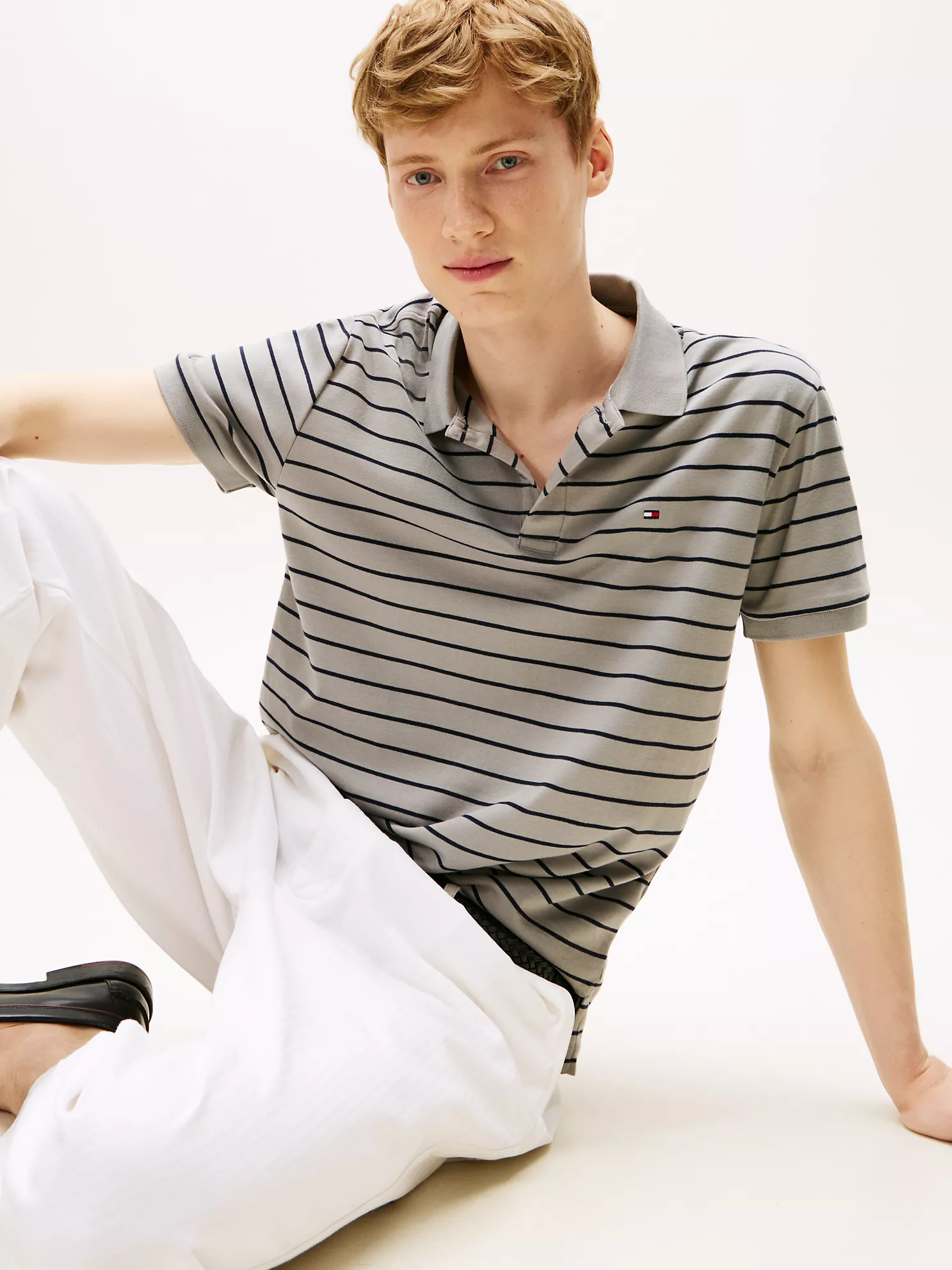 Regular Fit Stripe Cotton Polo - Hydrogen Grey Stripe 8 Regular Fit Stripe Cotton Polo
- Hydrogen Grey Stripe