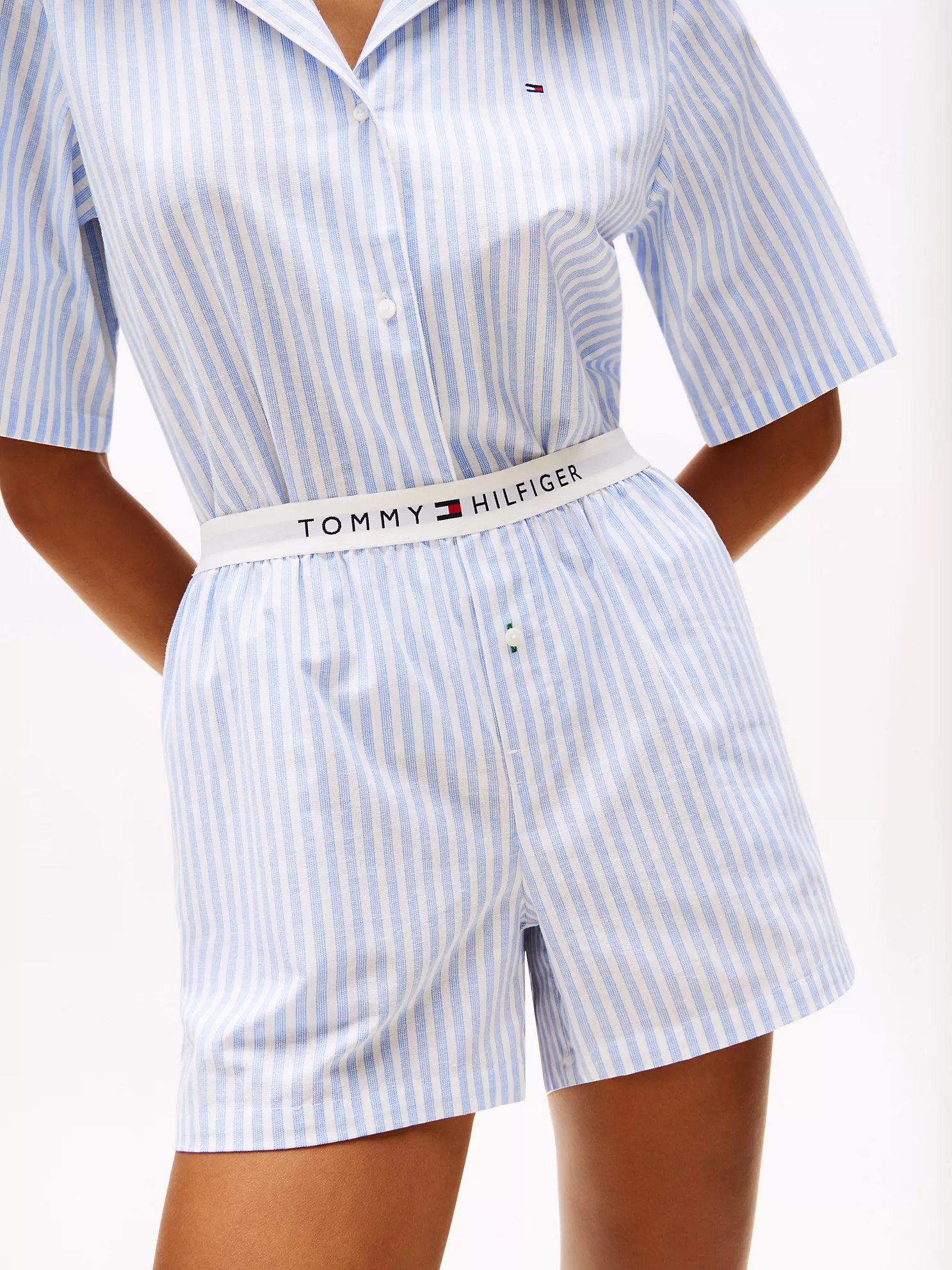 Linen-Blend Shirt & Short Sleep Set - Multi Stripes Blue Spell 1 Linen-Blend Shirt & Short Sleep Set
- Multi Stripes Blue Spell