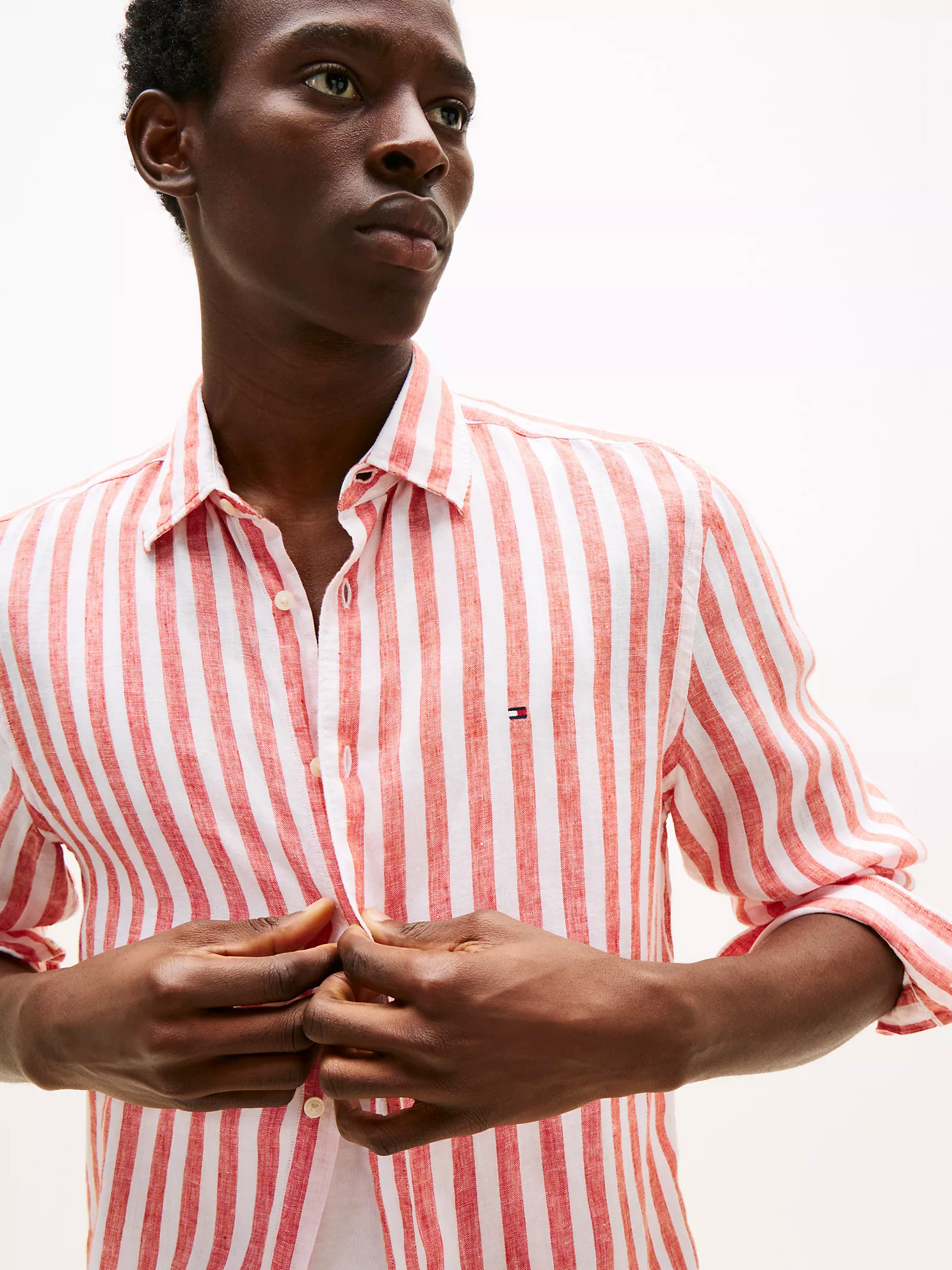 Regular Fit Linen Stripe Shirt - Brilliant Orange Stripe 7 Regular Fit Linen Stripe Shirt
- Brilliant Orange Stripe