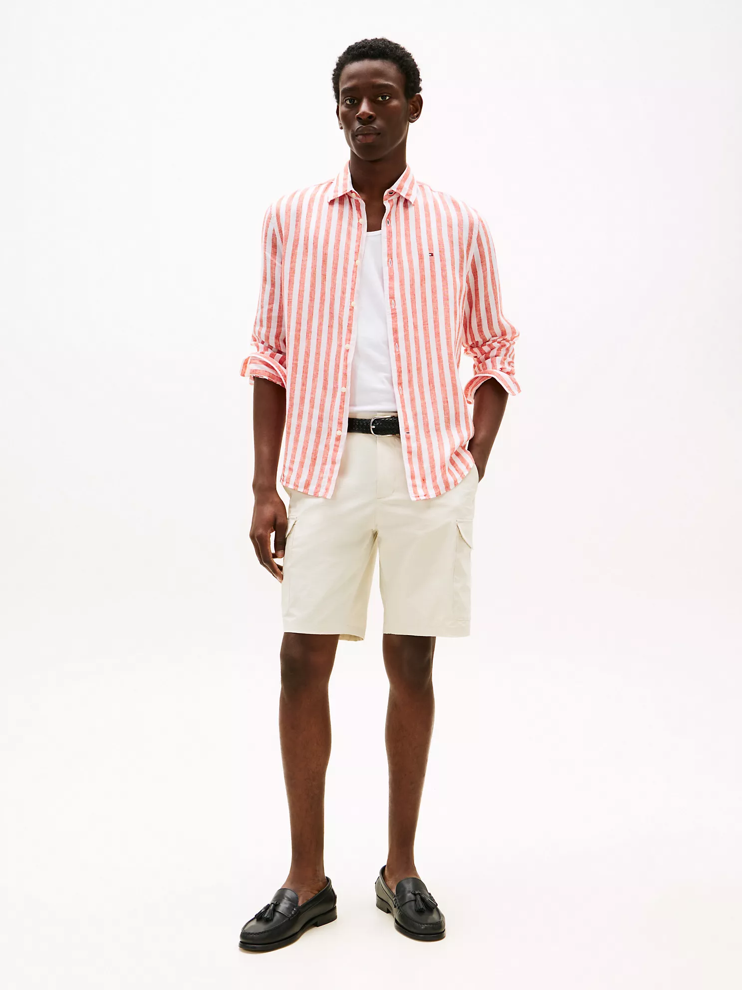 Regular Fit Linen Stripe Shirt - Brilliant Orange Stripe 8 Regular Fit Linen Stripe Shirt
- Brilliant Orange Stripe