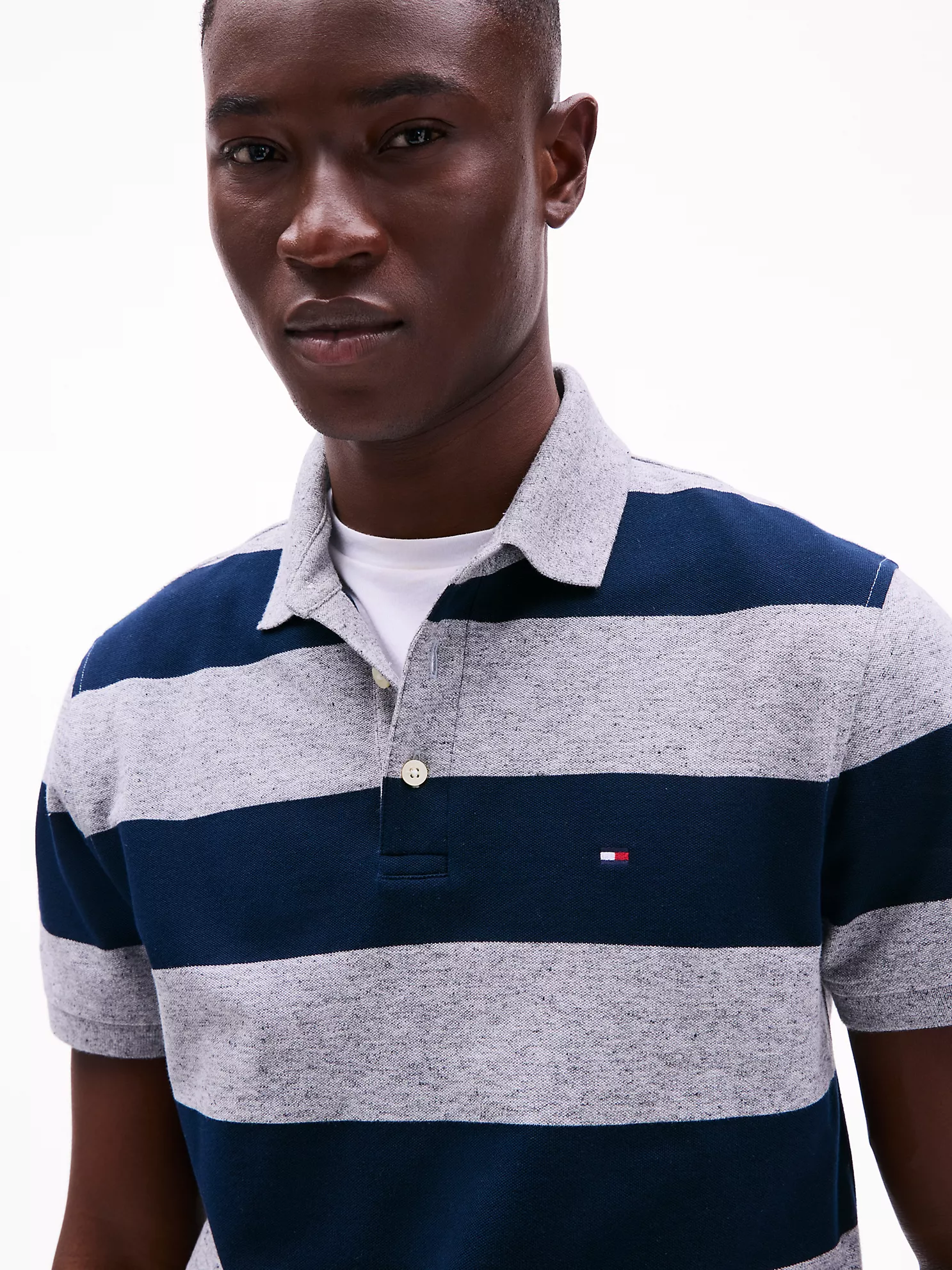Slim Fit Rugby-Stripe Polo - Grey Heather/Navy Stripe 7 Slim Fit Rugby-Stripe Polo
- Grey Heather/Navy Stripe