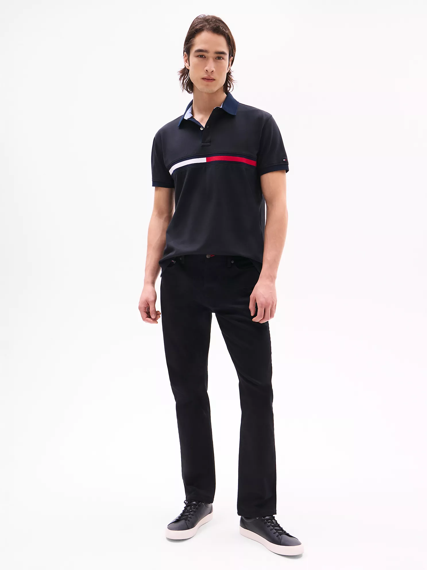 Embroidered Stripe Regular Fit Polo - Black 1 Embroidered Stripe Regular Fit Polo
- Black