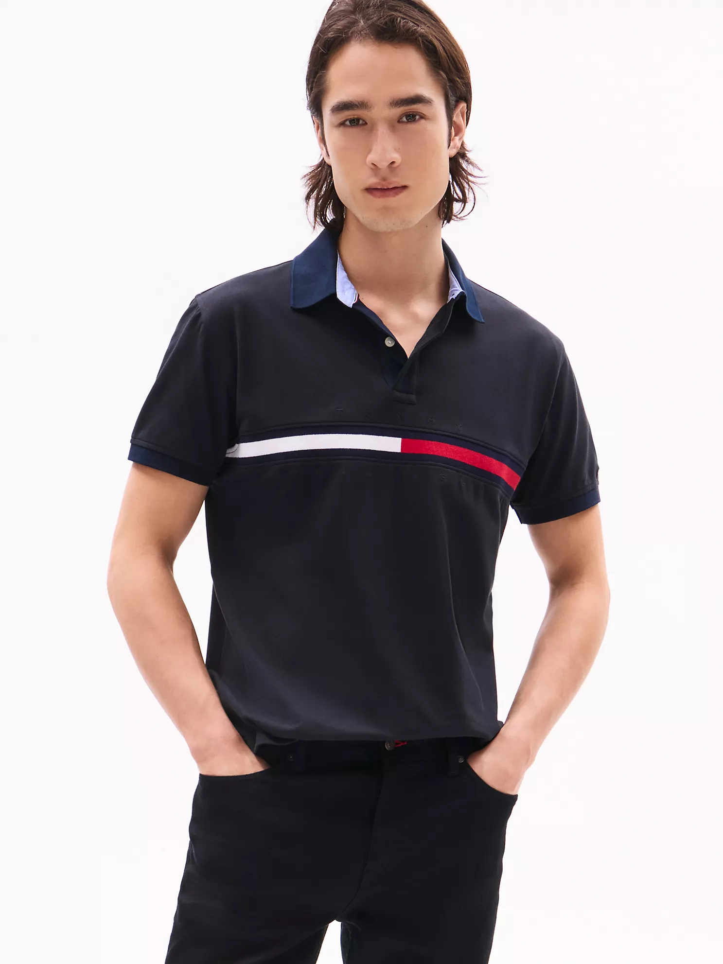 Embroidered Stripe Regular Fit Polo - Black 6 Embroidered Stripe Regular Fit Polo
- Black