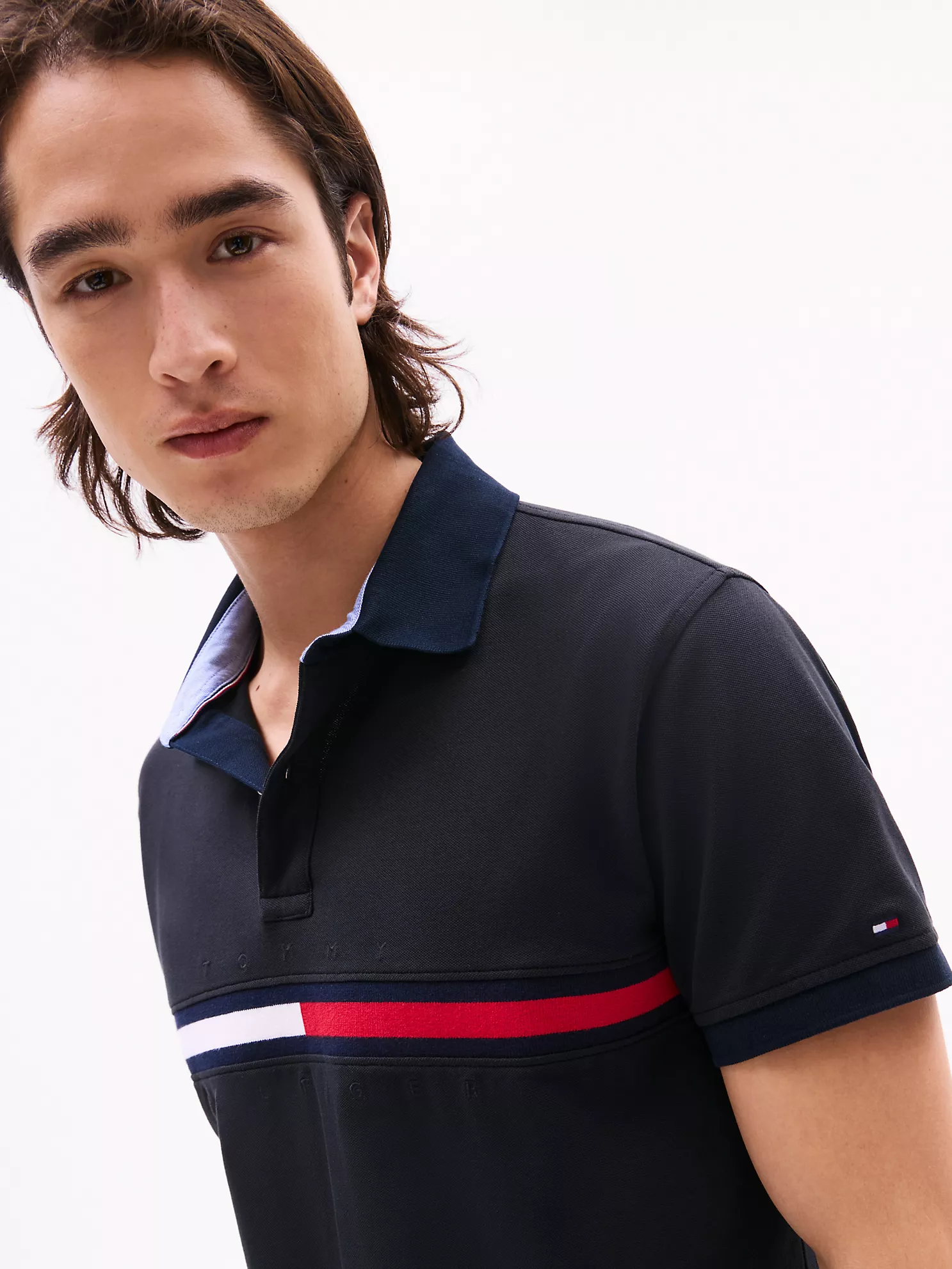 Embroidered Stripe Regular Fit Polo - Black 7 Embroidered Stripe Regular Fit Polo
- Black
